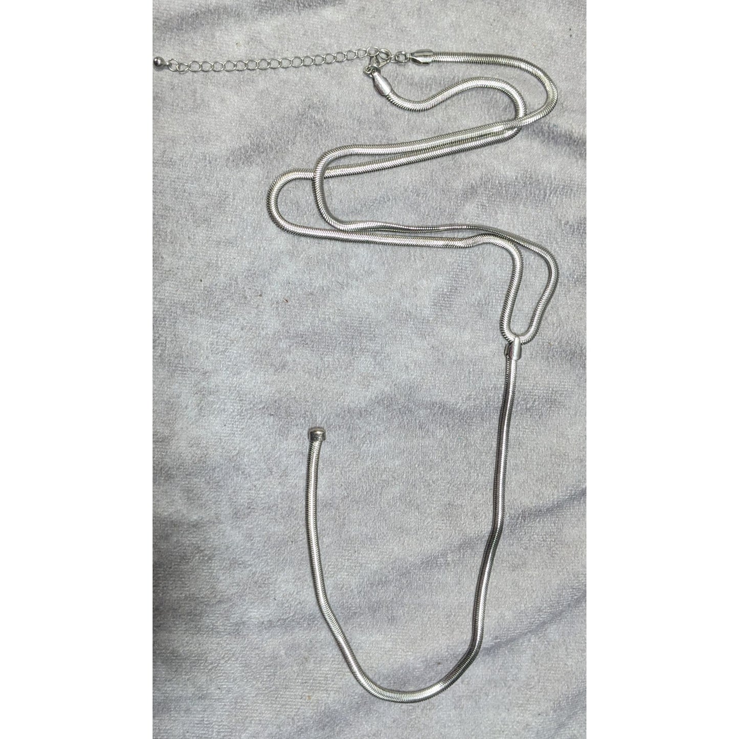 Elegant Glam Silver Tone Snake Chain Y Drop Necklace