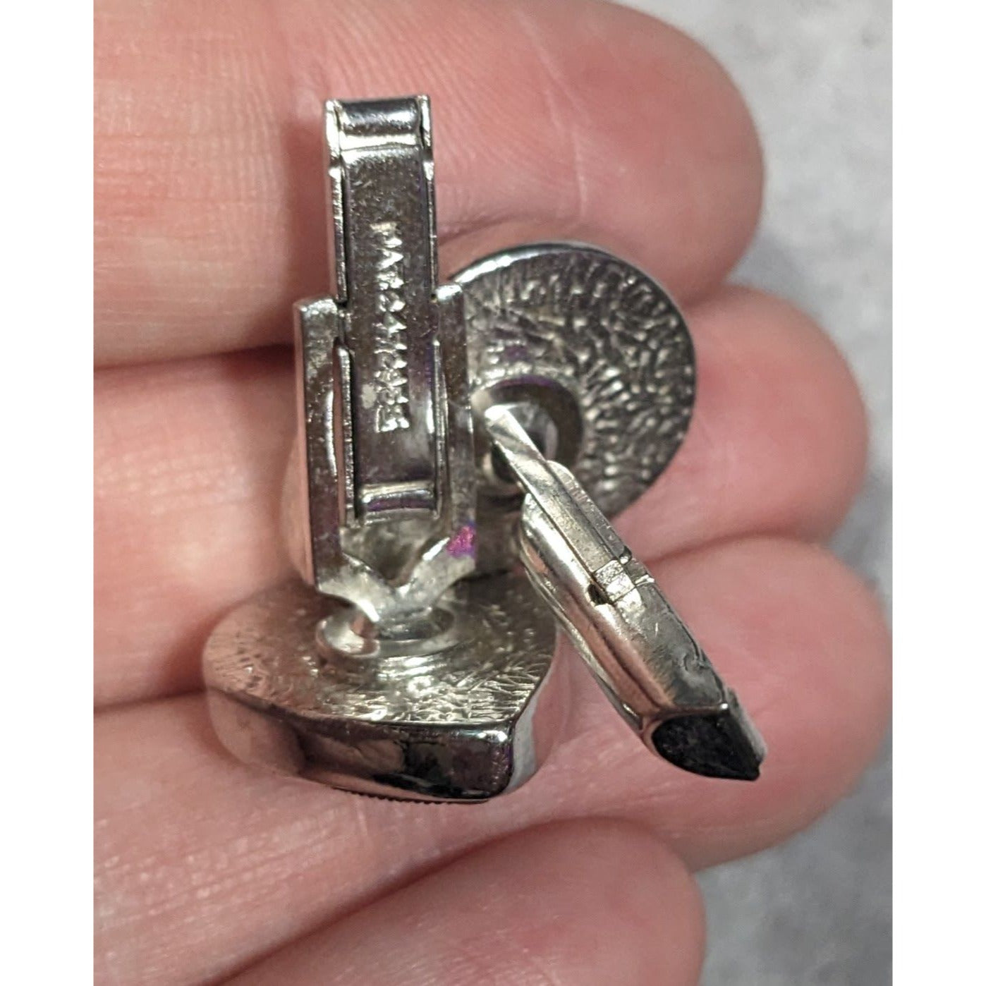 Vintage Bohemian Stile Teardrop Silver Tone And Black Cufflinks