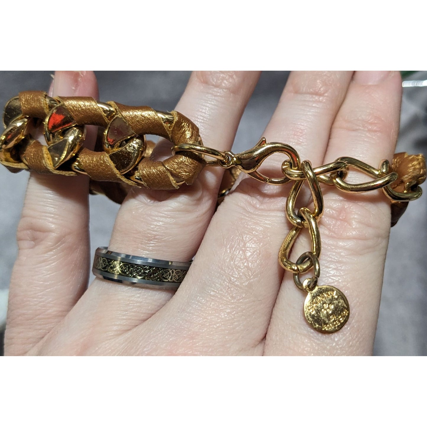 Skinny By Jessica Elliot Gold Leather Chain Bracelet