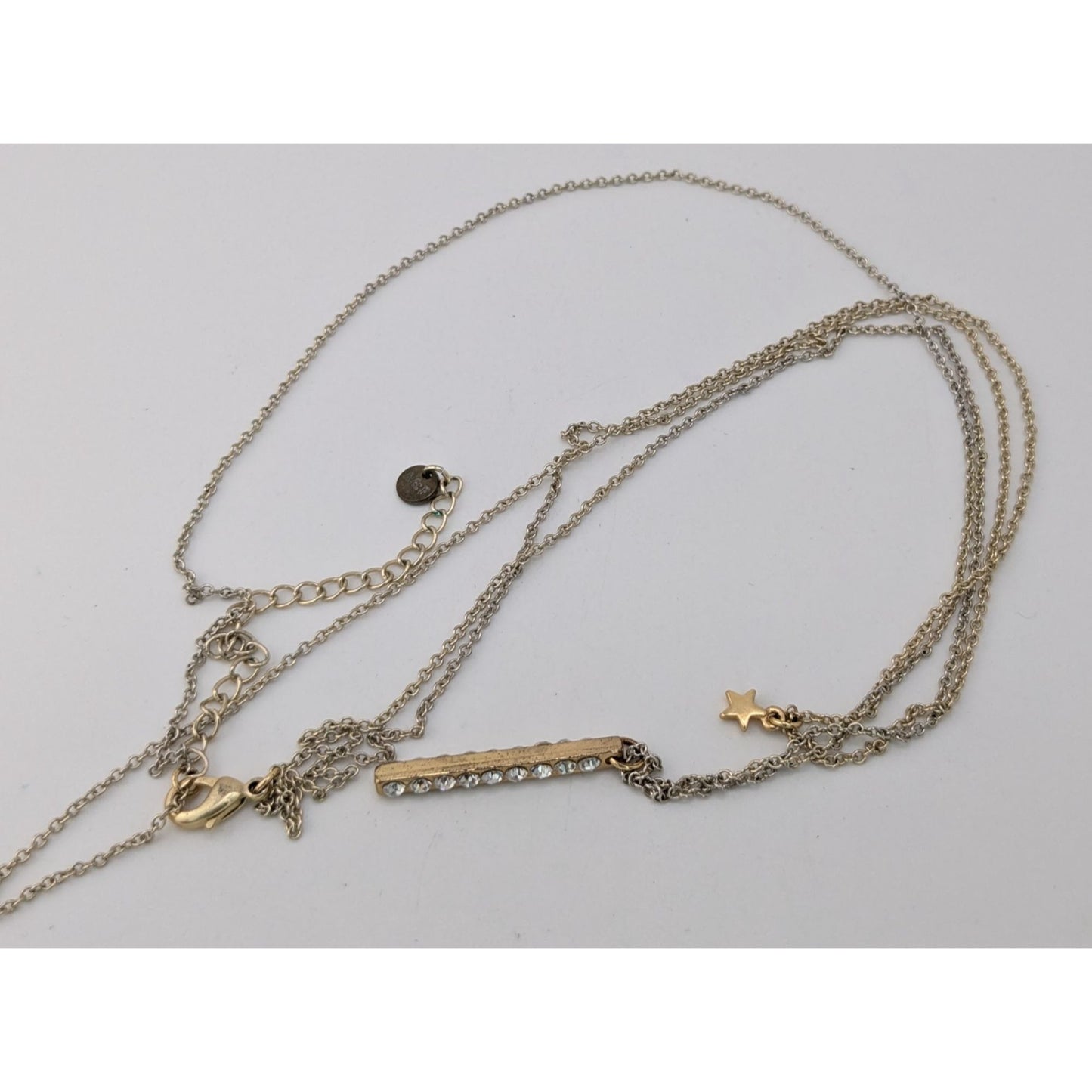 Y2K Abercrombie & Fitch Layered Star Rhinestone Bar Pendant Necklace