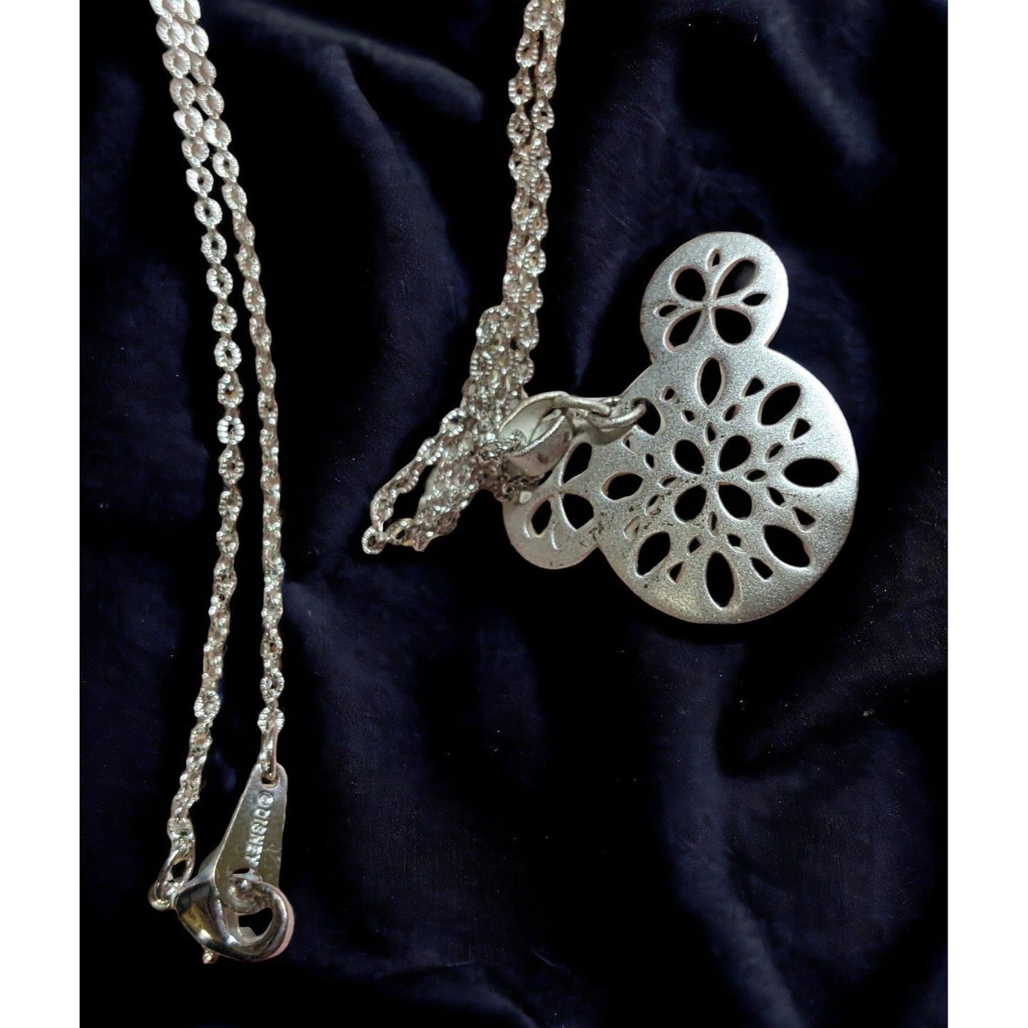 Disney Silver Snowflake Mickey Icon Necklace