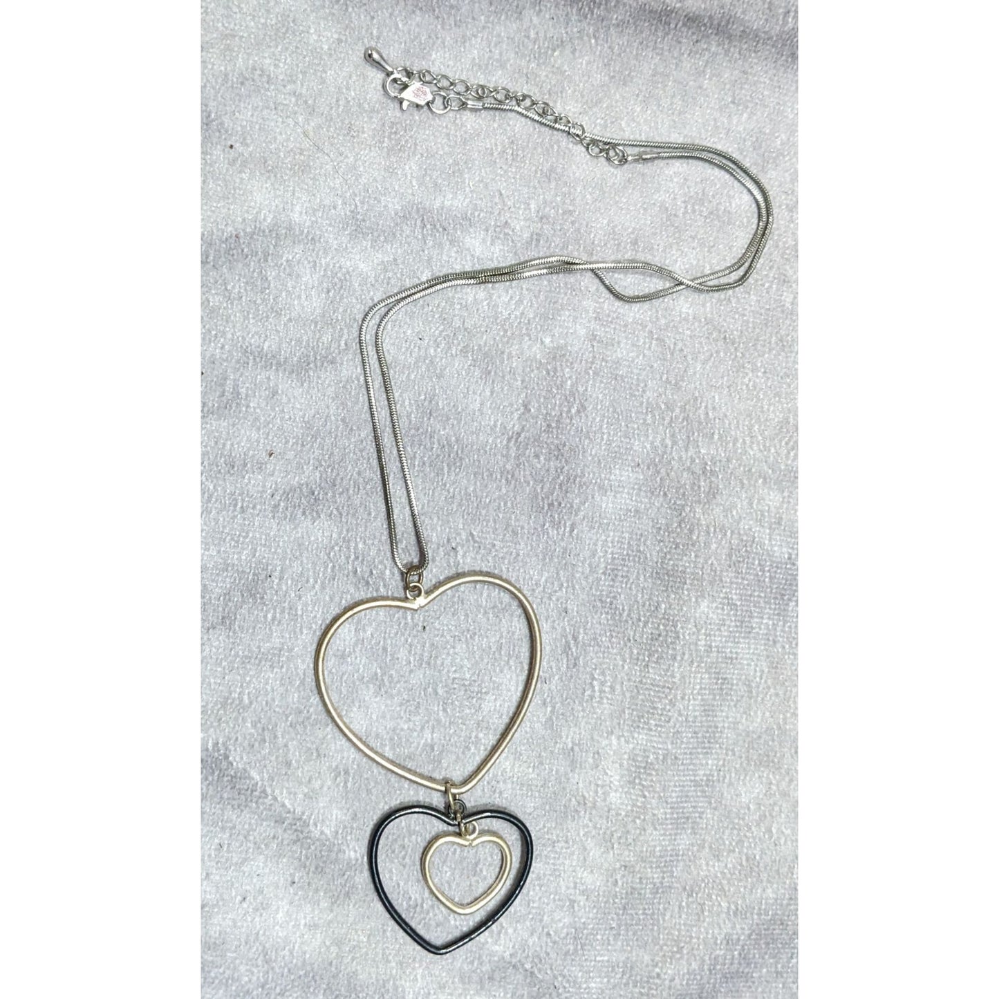 Coquette Multi Tone Open Heart Pendant Necklace