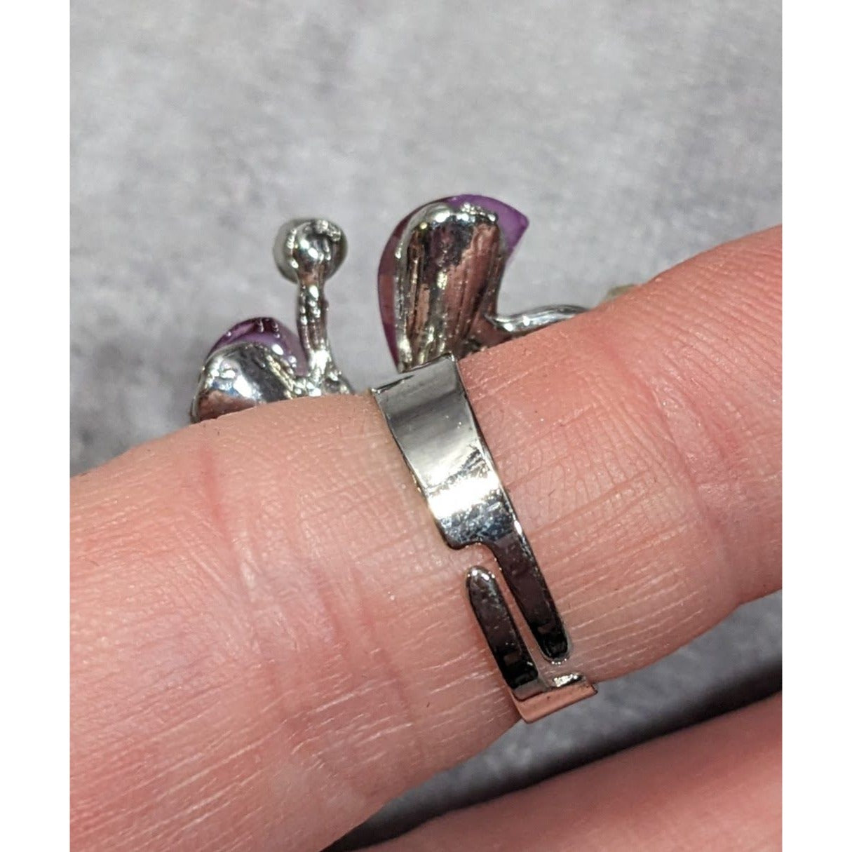 Whimsical Fairycore Purple And Silver Tone Ring Adjustable Size 6