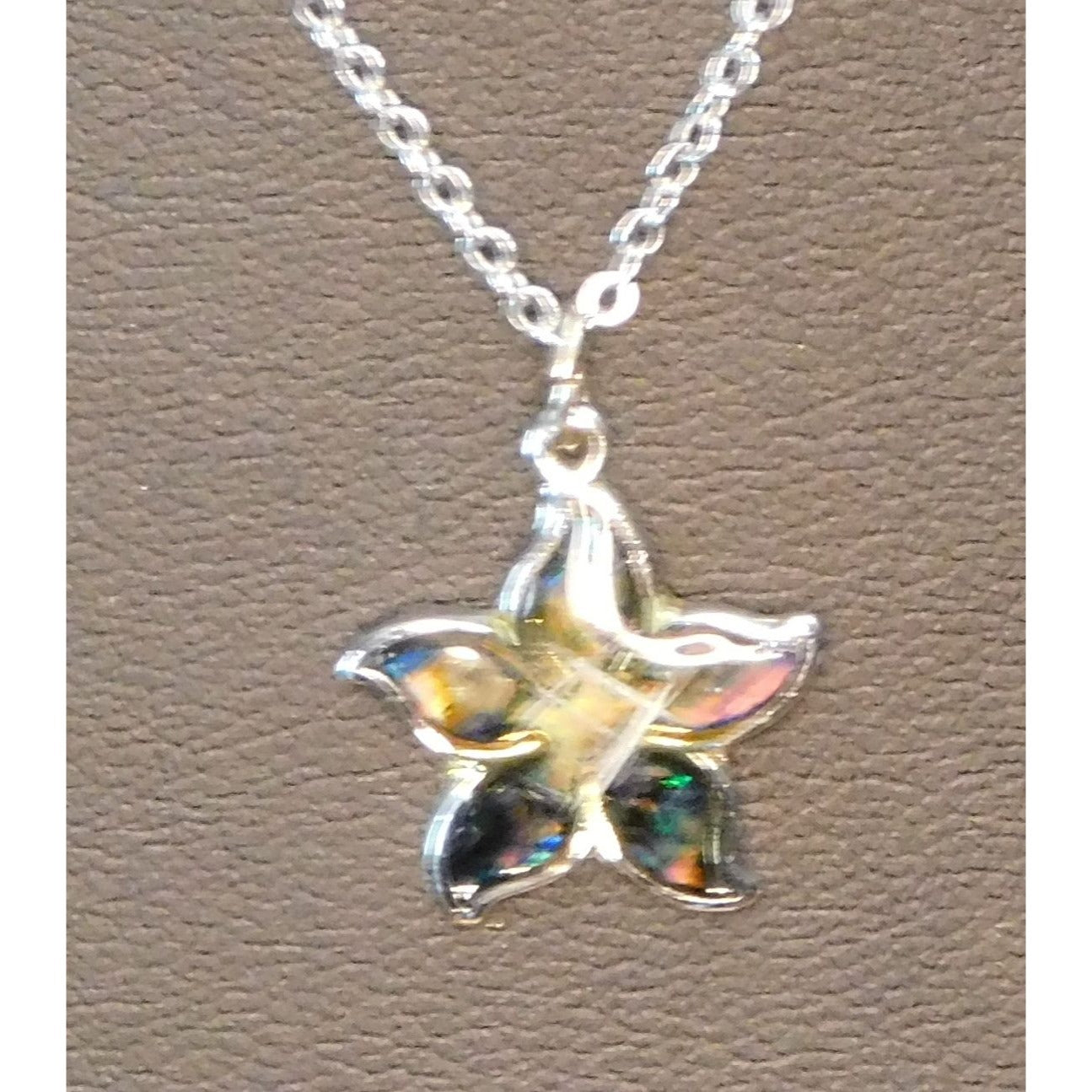 Dainty Abalone Shell Flower Pendant Necklace