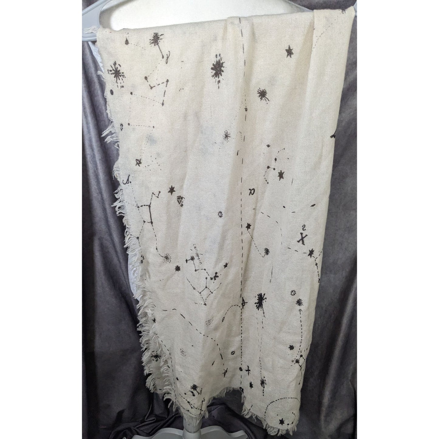Celestial Star Constellation Print White Scarf