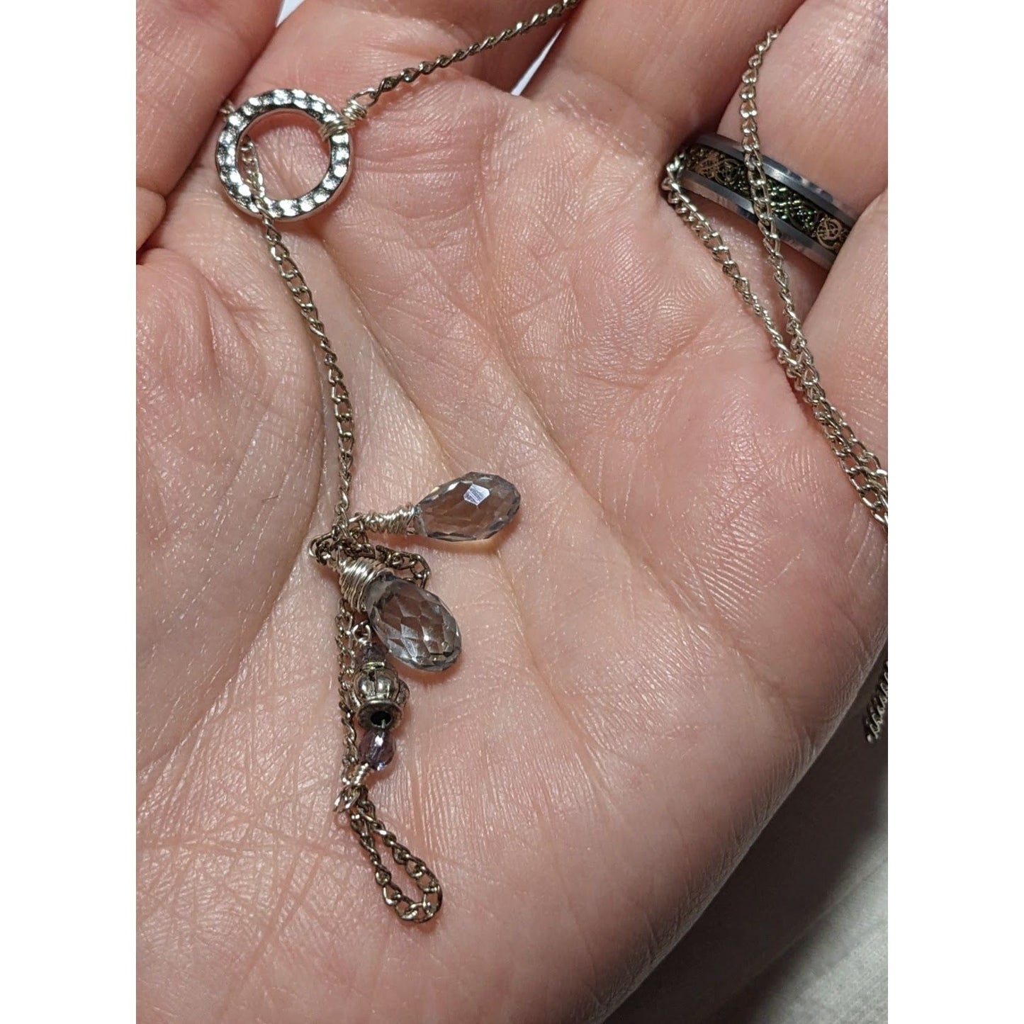 Silver Glass Lariat Necklace
