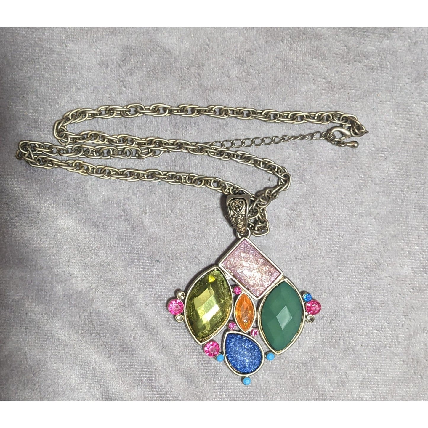 Rainbow Multi-Stone Pendant Necklace