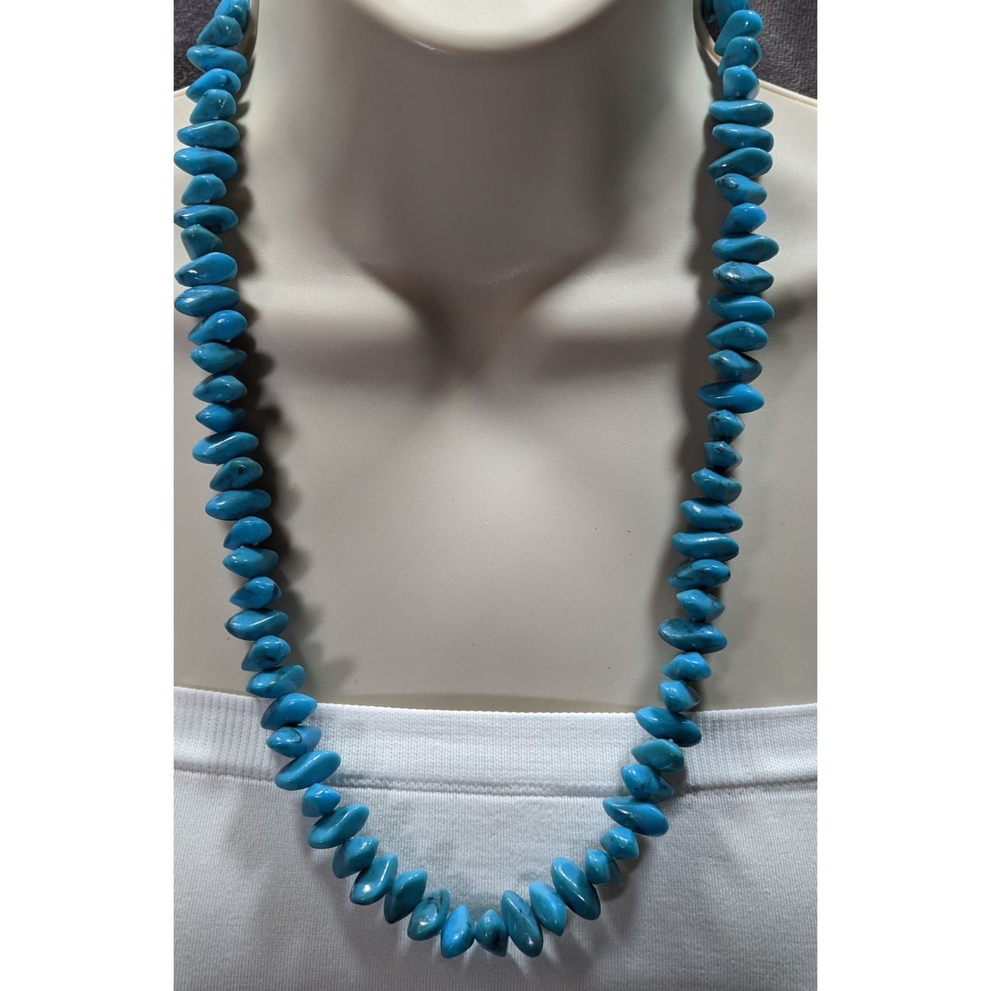 Southwestern Faux Turquoise Plastic Beaded Necklace