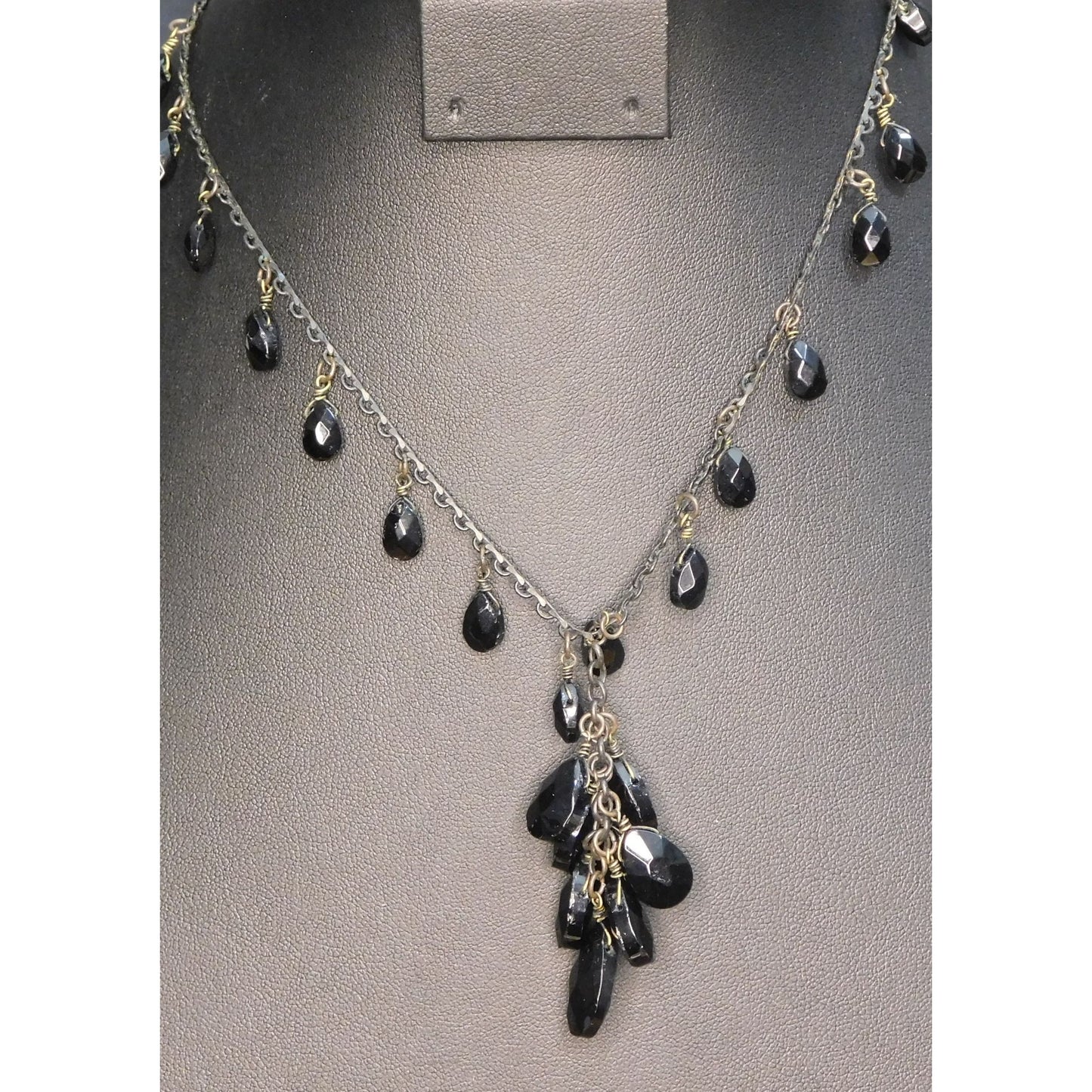 Gothic Teardrop Fringe Necklace With Gem Tassel