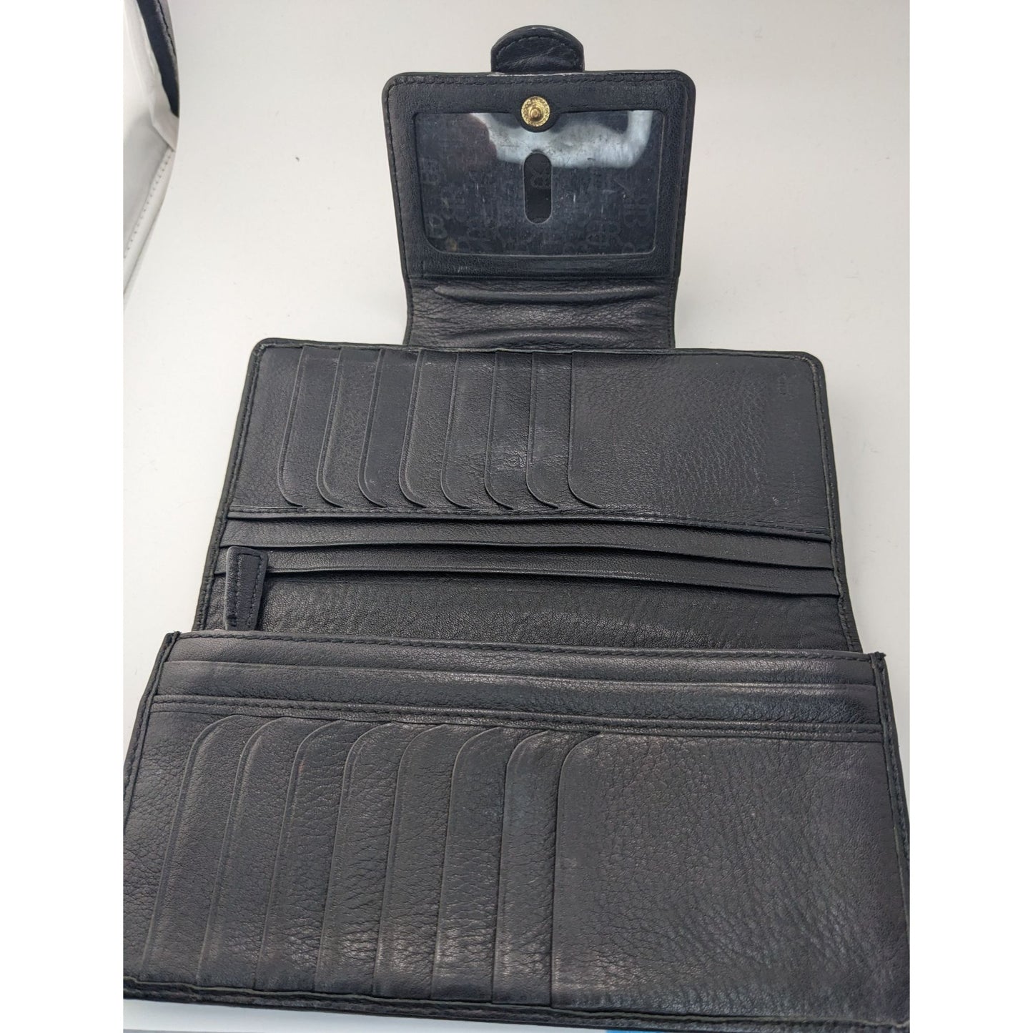 Vintage 90s Banana Republic Black Leather Wallet W/ Gold Hardware