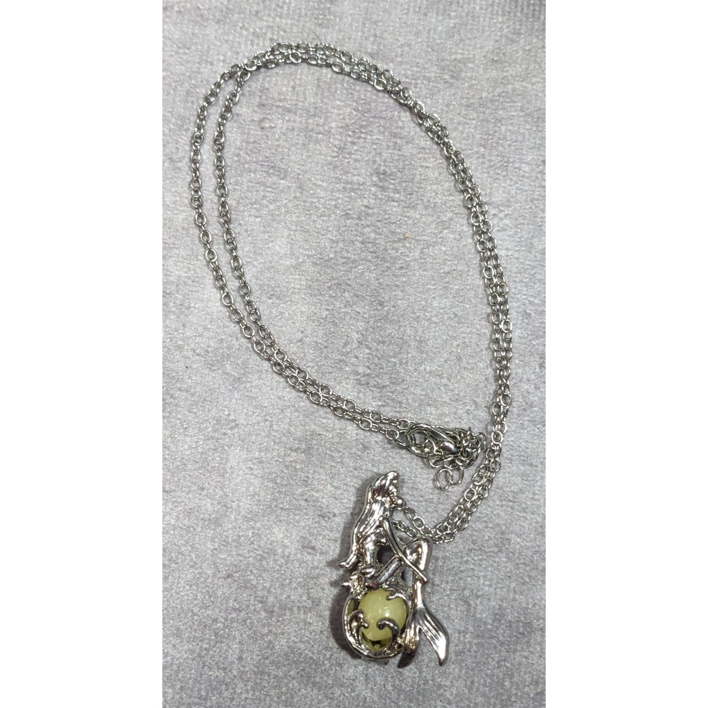 Whimsical Mermaid Cage Pendant Necklace With Glow In The Dark Bead