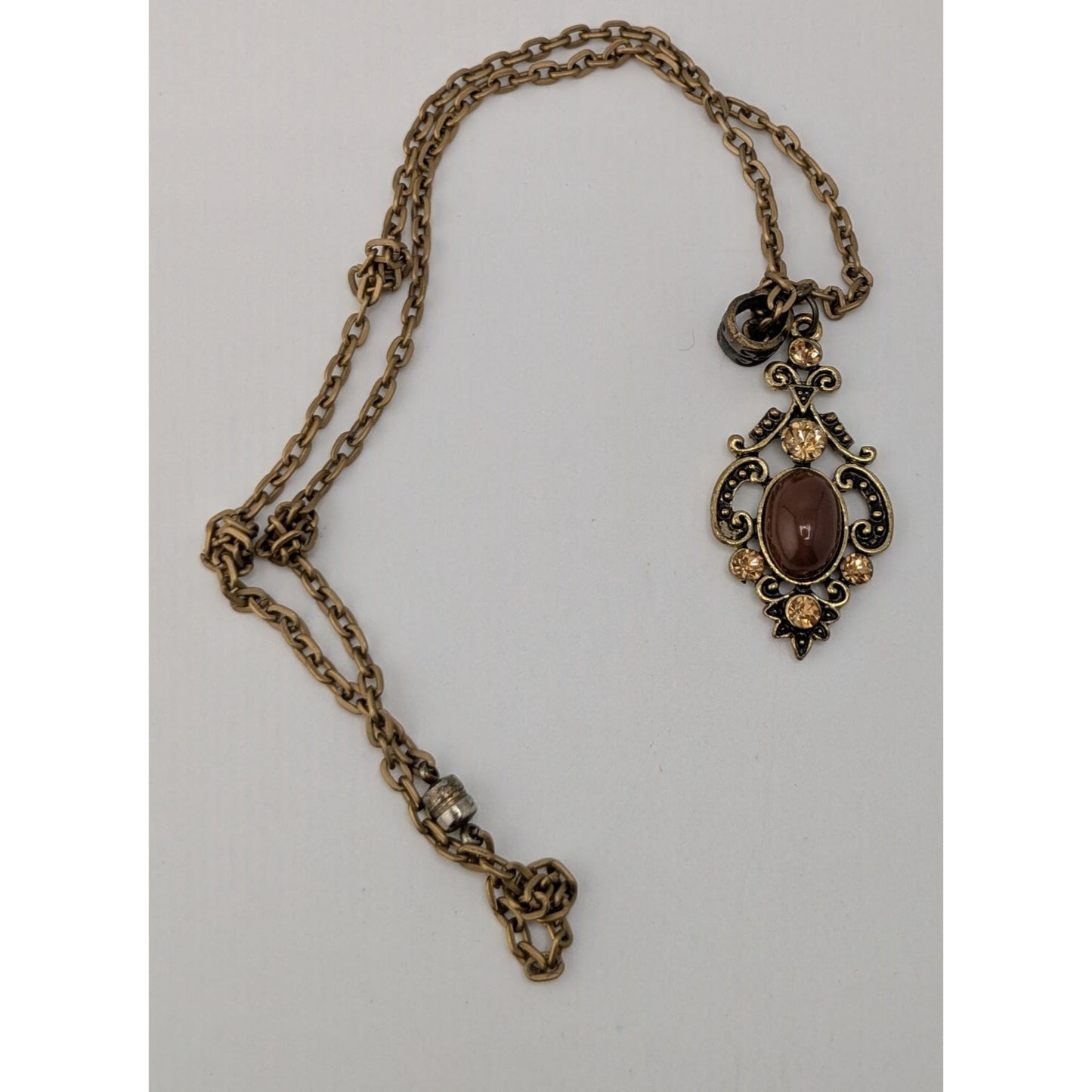 Vintage Victorian Style Handmade Knotted Chain Pendant Necklace
