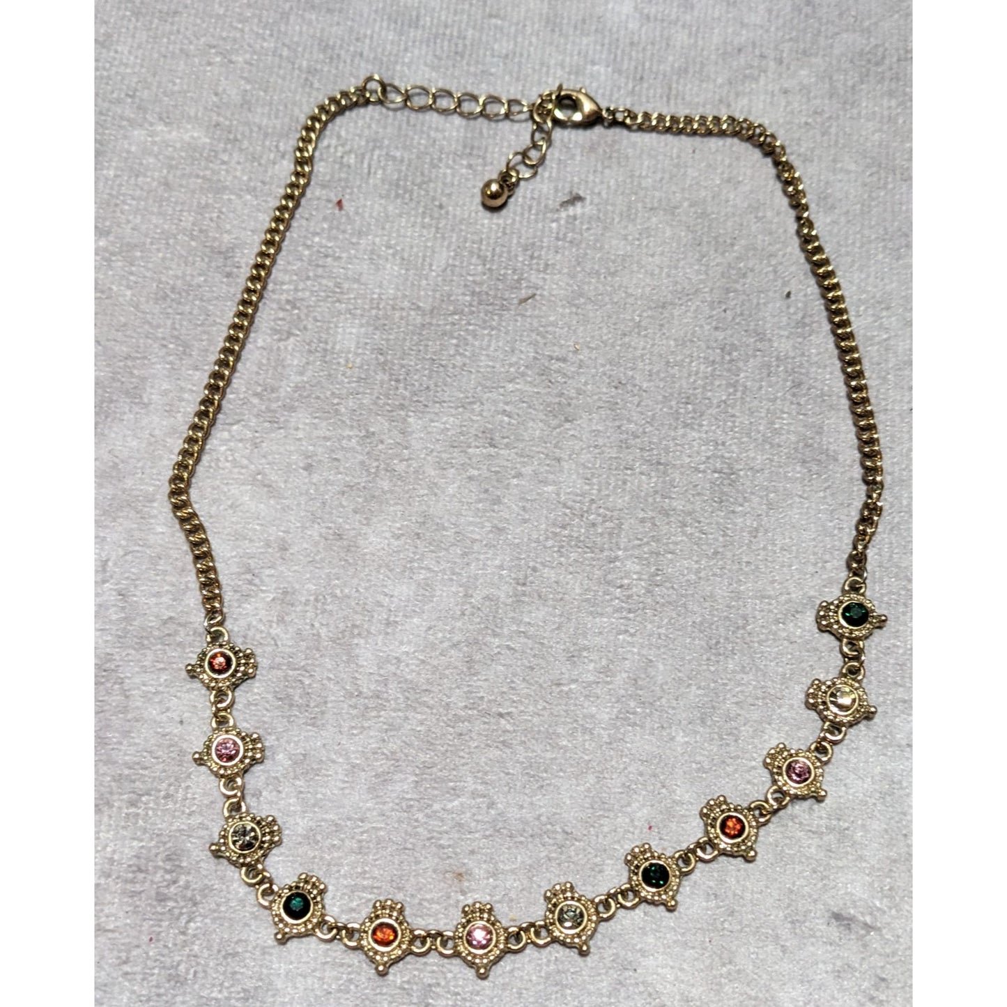 Dainty Rainbow Rhinestone Necklace