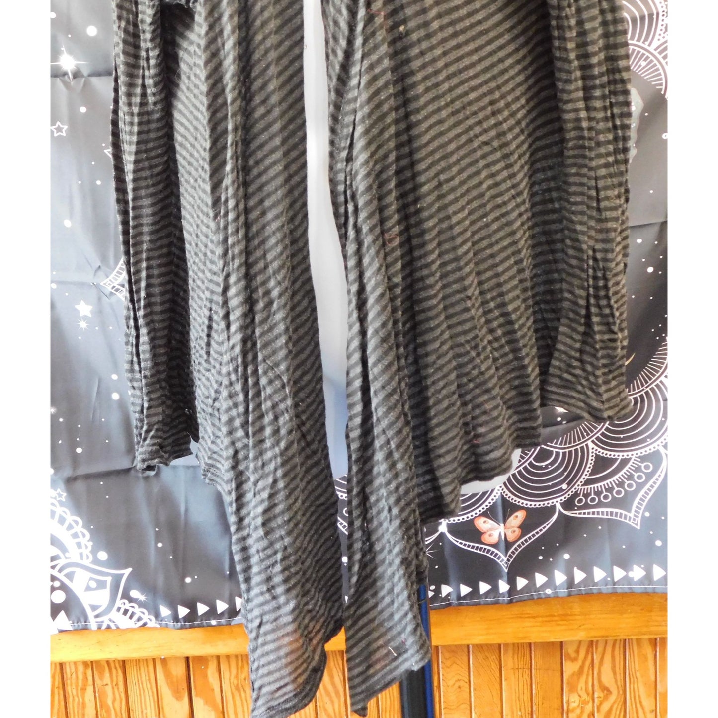 Flyo Gothic Black And Grey StripedFlyaway Cardigan