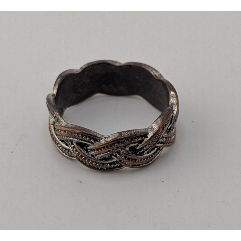 Celtic Goth Medieval Braided Knot Antiqued Two Tone Statement Ring