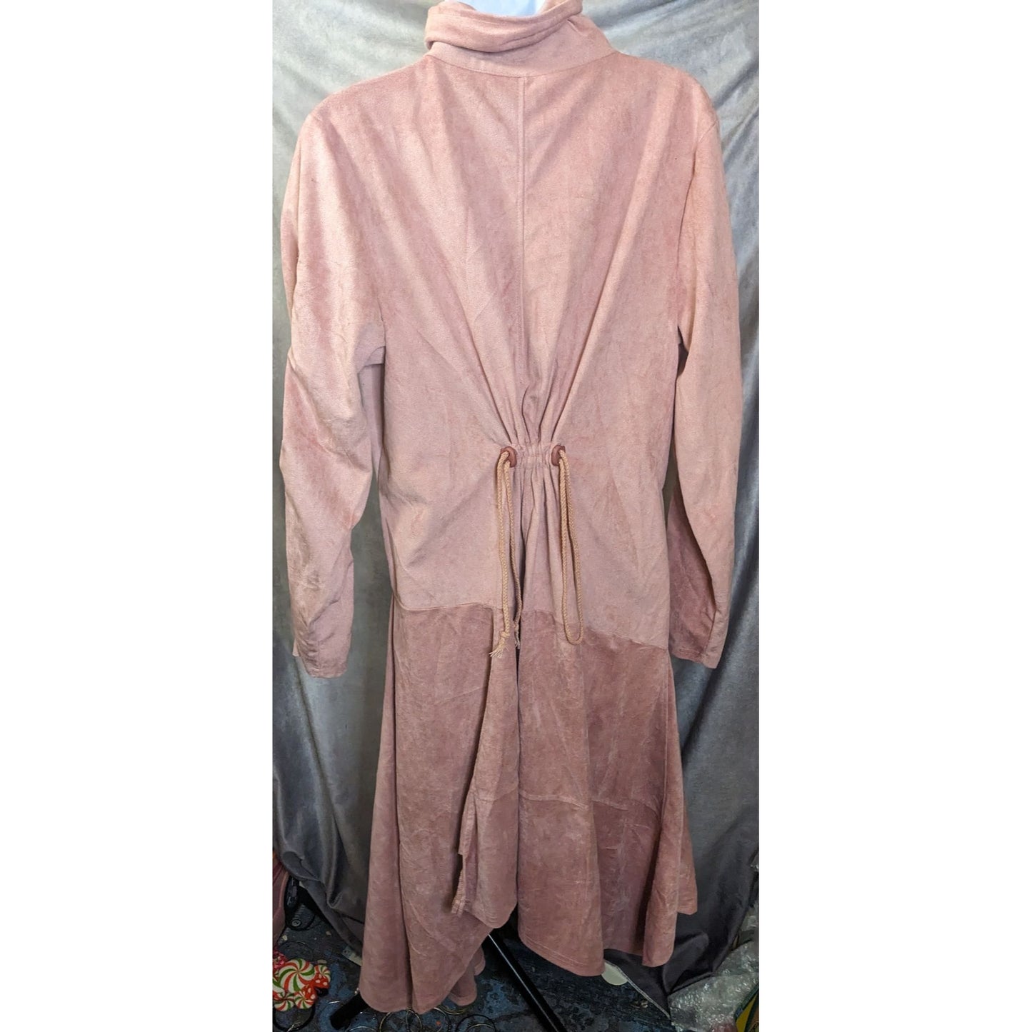 Pink Asymmetrical Pink Faux Suede Coat