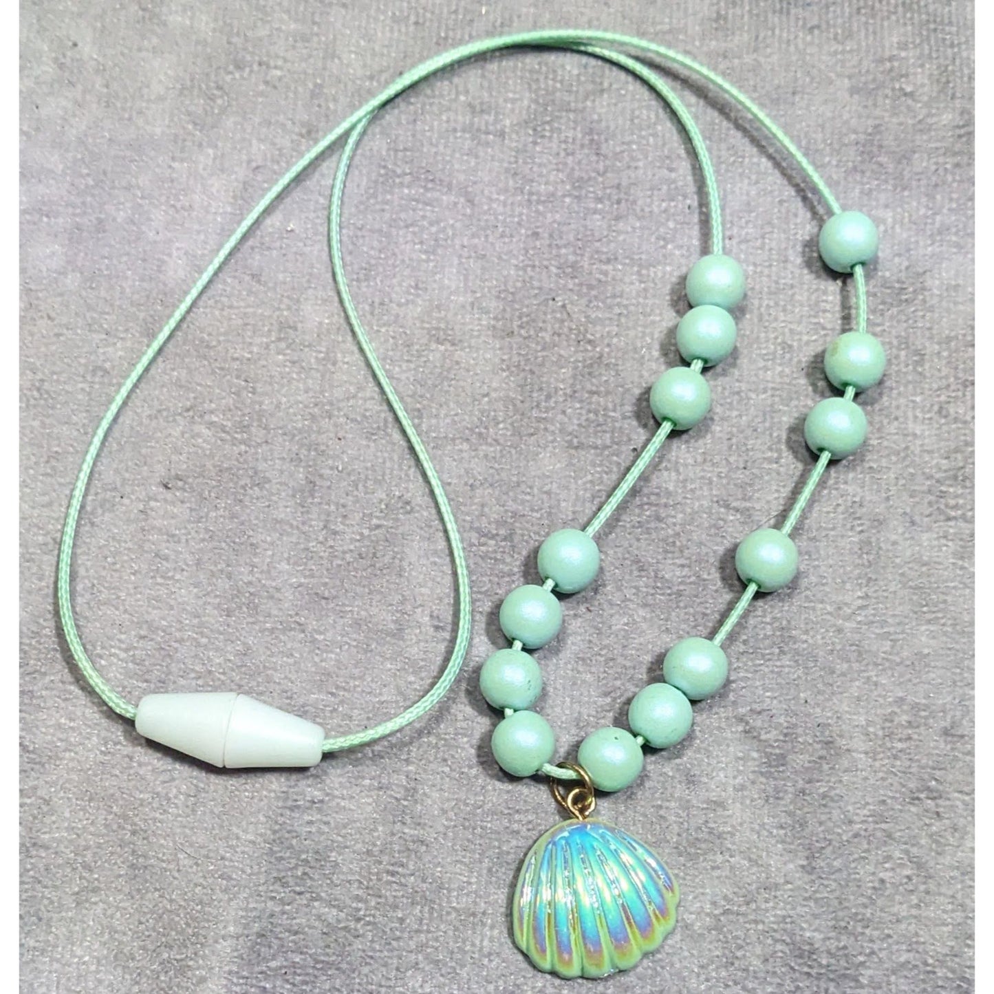 Mermaidcore Iridescent Blue Beaded Pendant Necklace