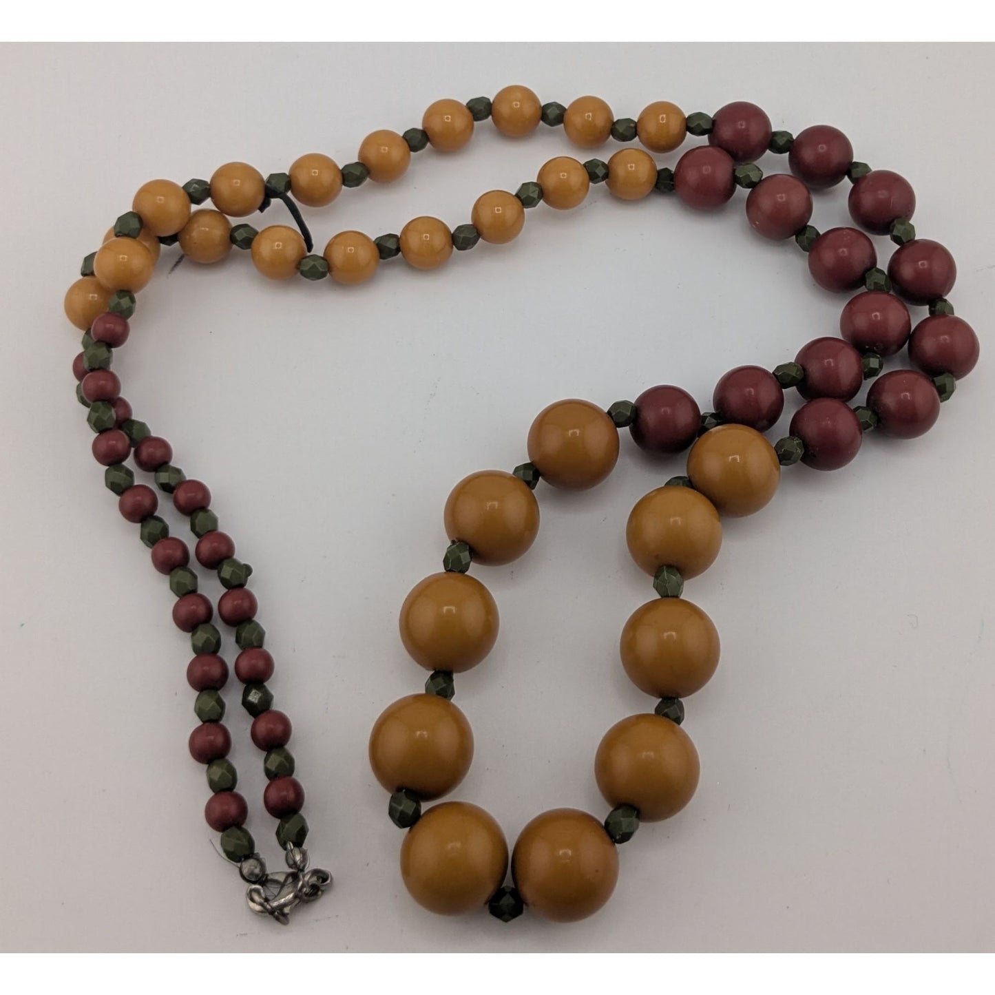 Vintage Bohemian Festival Necklace With Mustard & Burgundy Beads