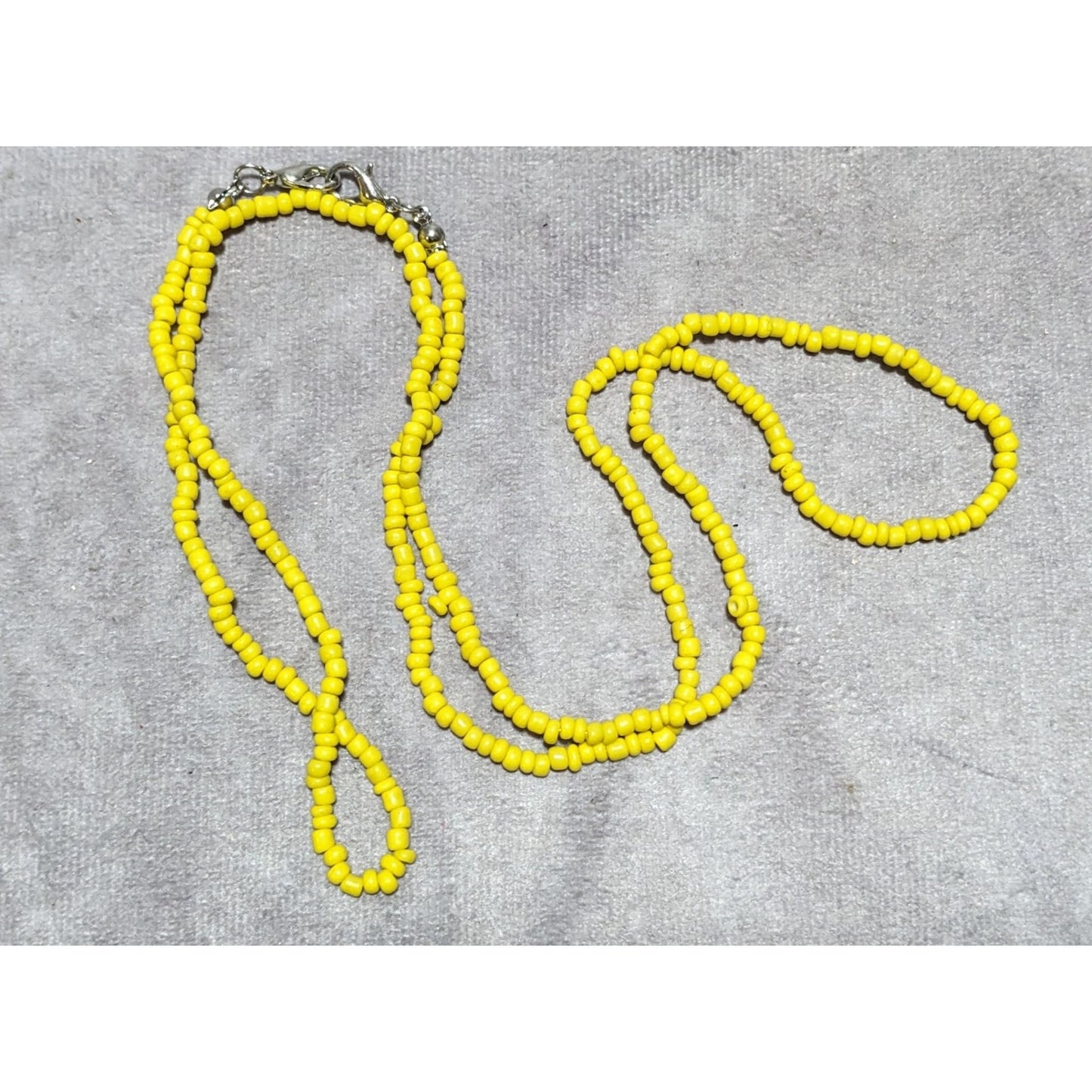 Long Yellow Handmade Glass Beaded Necklace