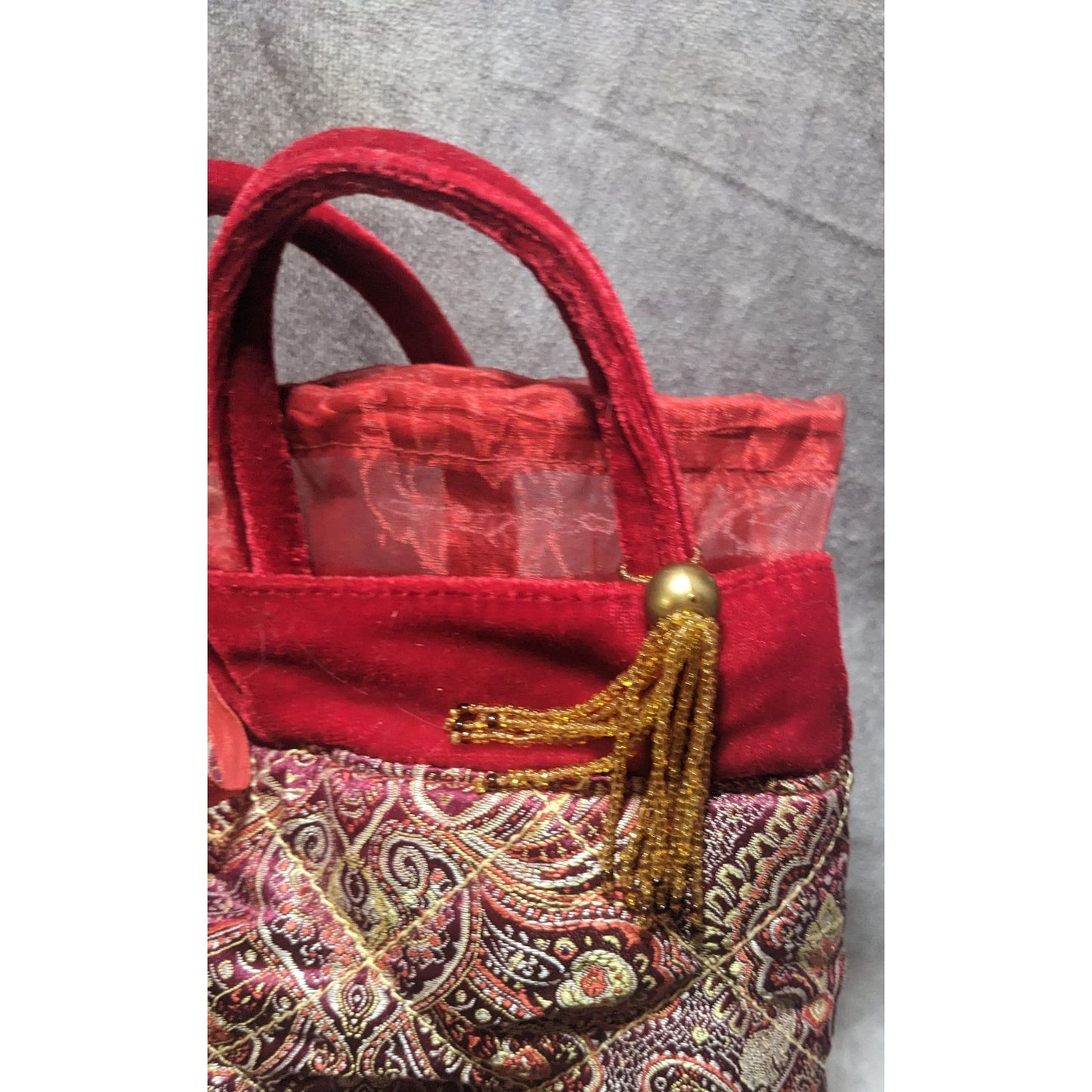 Red Paisley Bucket Bag