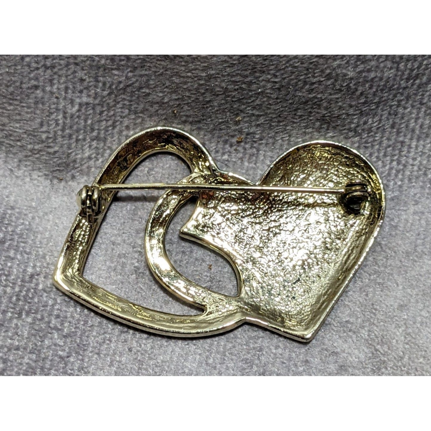 Silver Double Heart Valentine Brooch