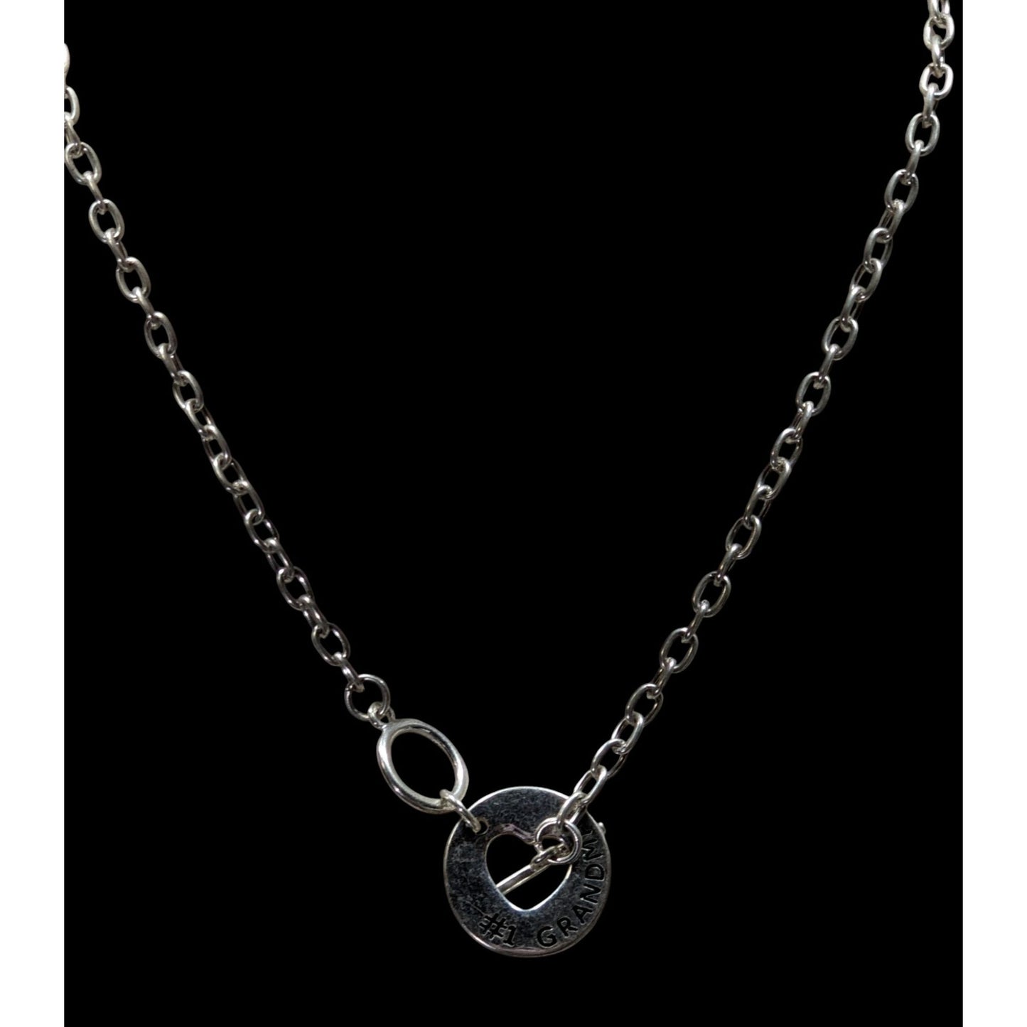 Number One Grandma Silver Tone Toggle Necklace