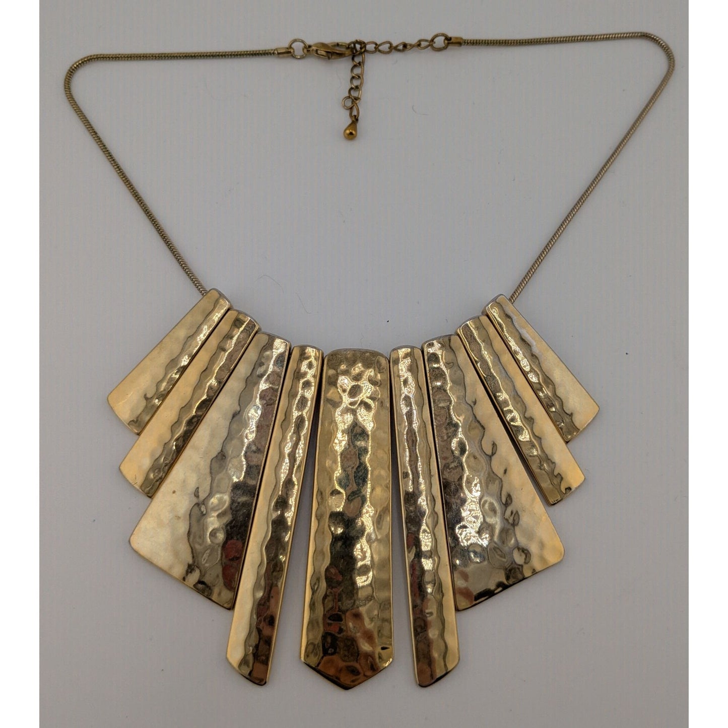 Glam Hammered Graduated Gold-Tone Statement Bib Necklace