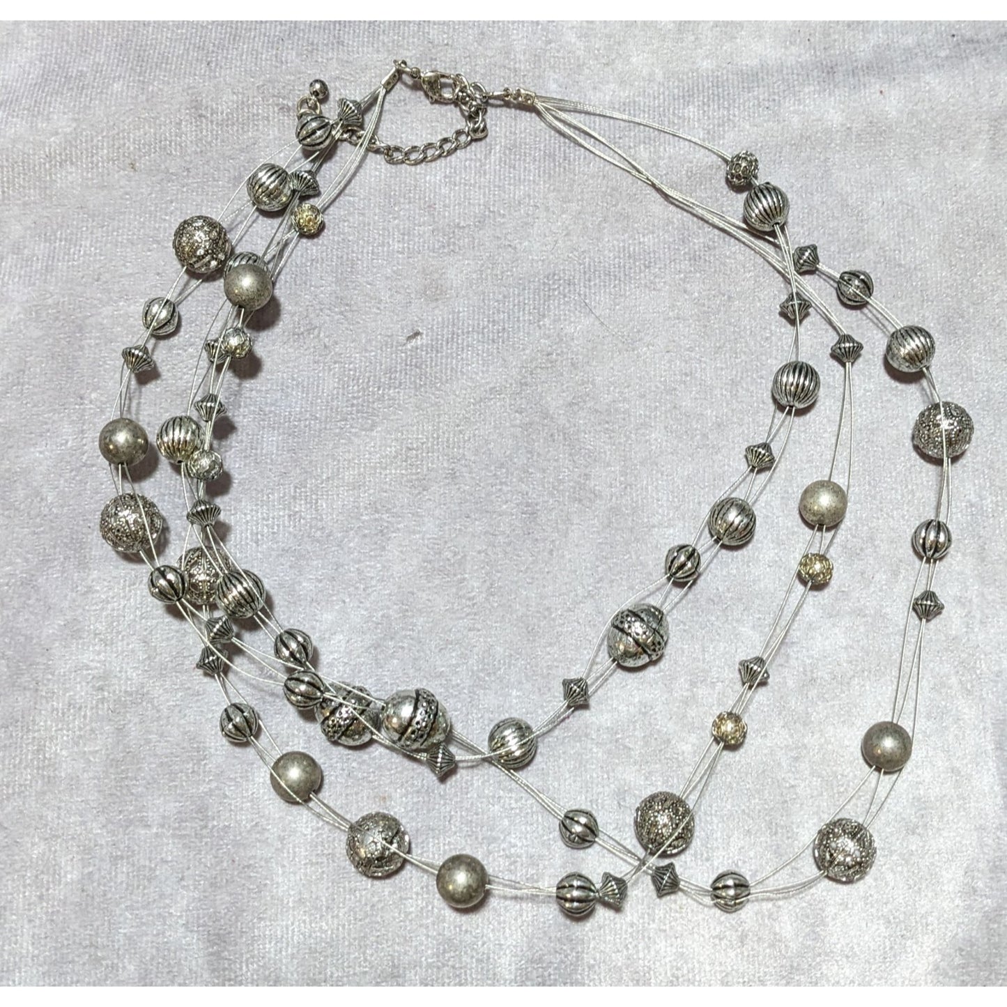 Silver Beaded Floating Necklace