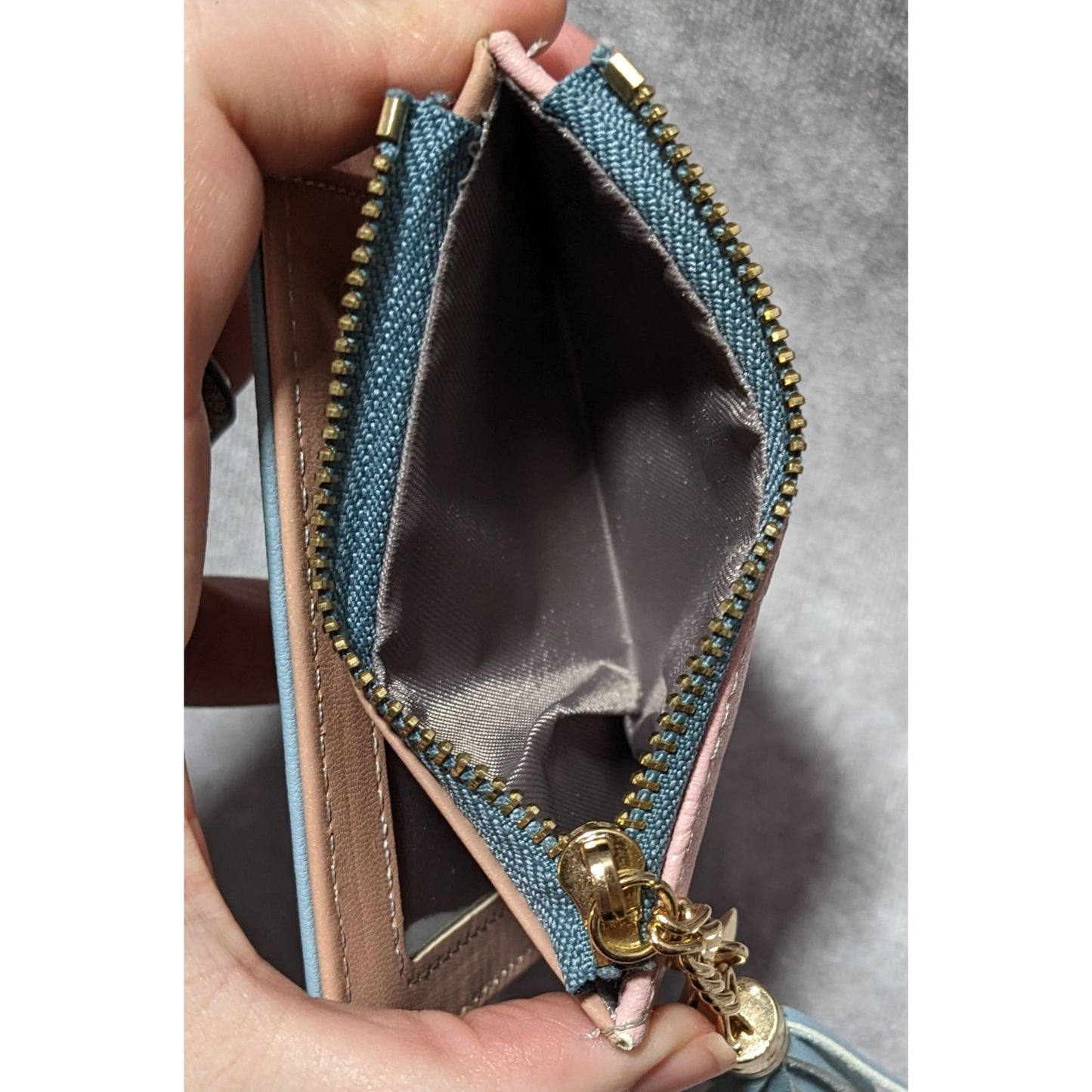 Pink And Blue Zip Wallet