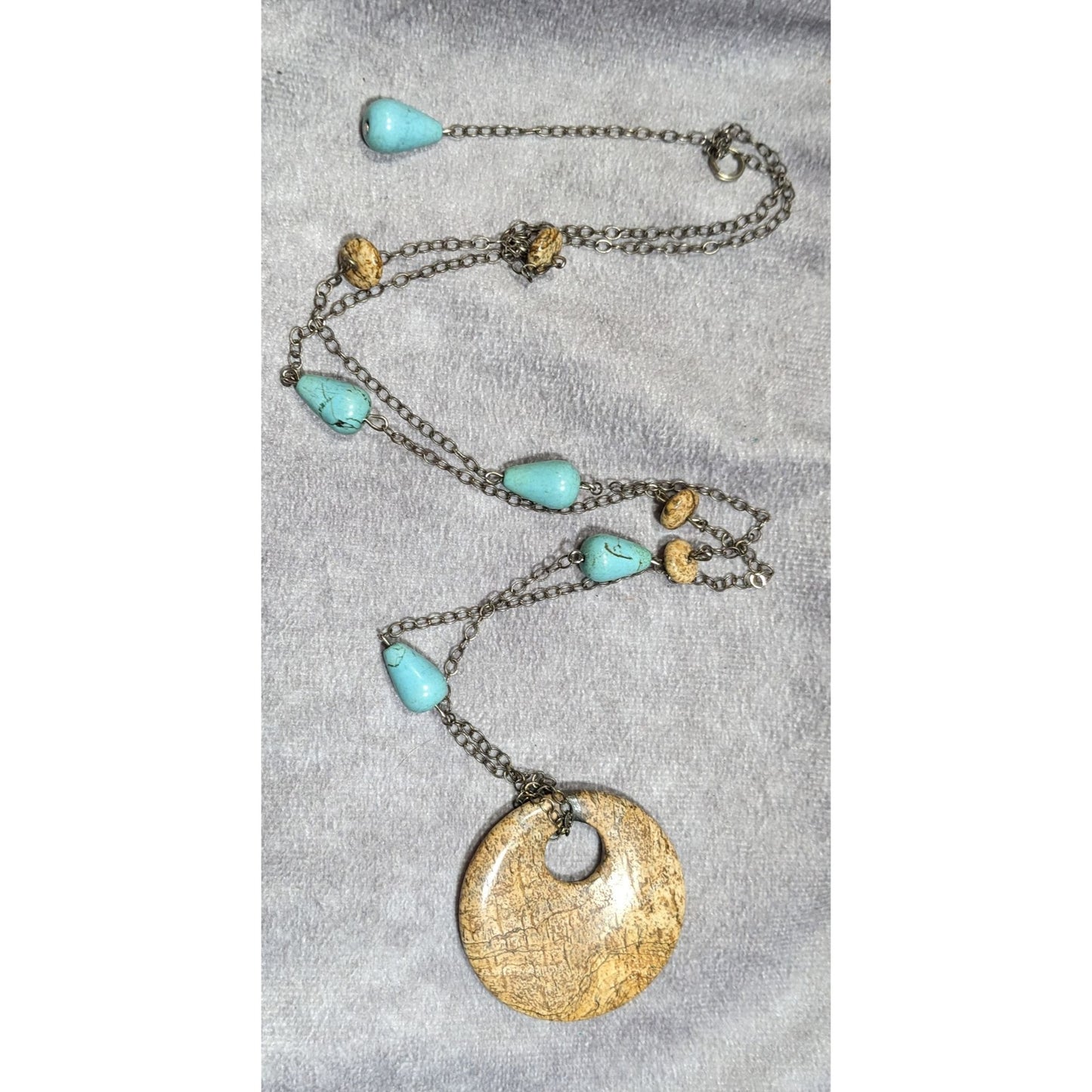 Bohemian Turquoise And Jasper Beaded Pendant Necklace