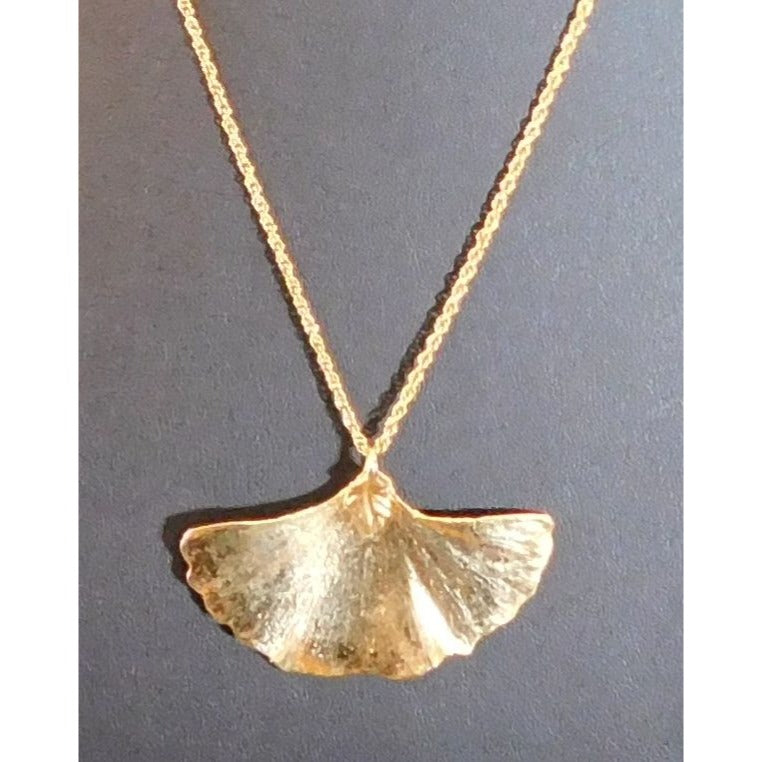 Vintage Korea Gold Ginkgo Leaf Necklace