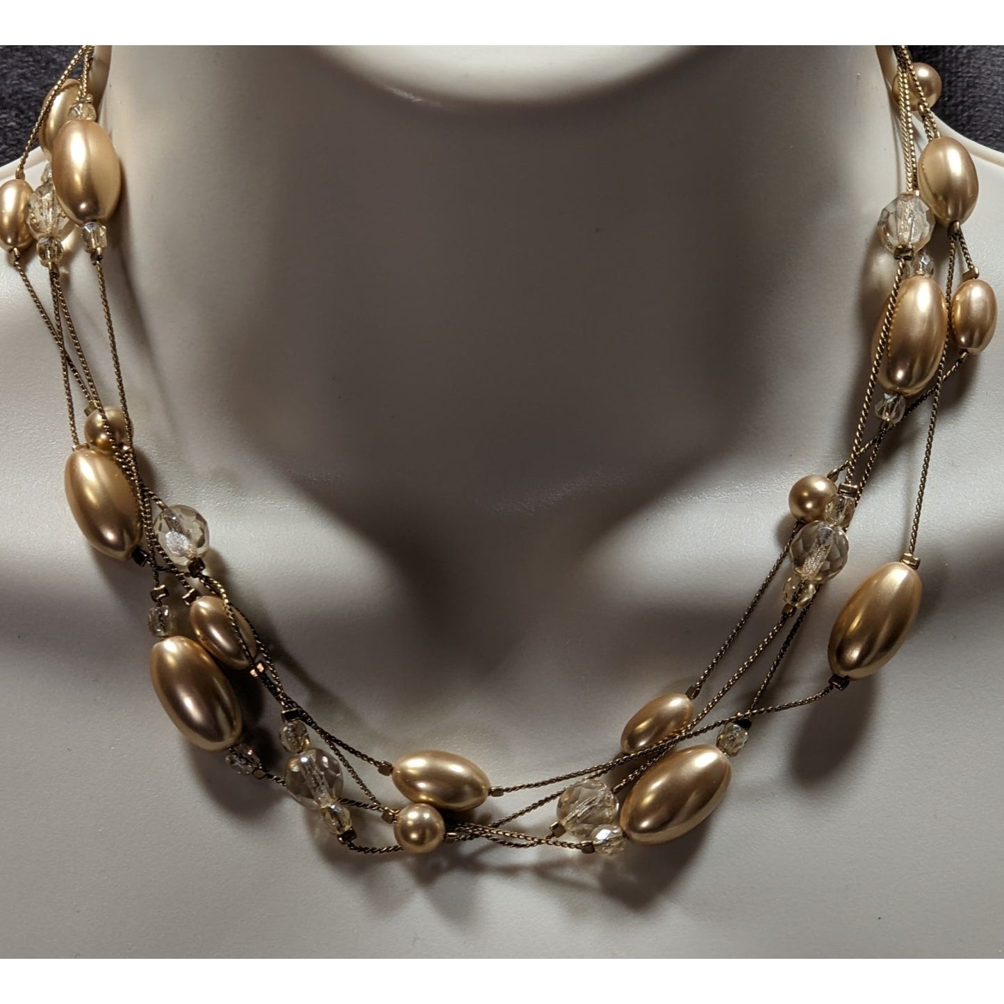 Monet Glam "Carolyn" Layered Beaded Gold Tone Necklace