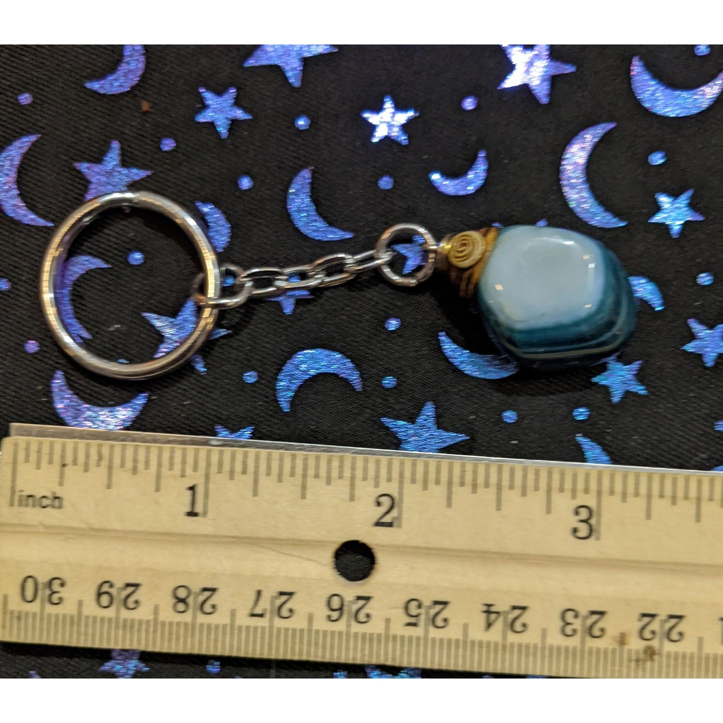 Blue/Green Dyed Genuine Agate Nature Inspired Keychain