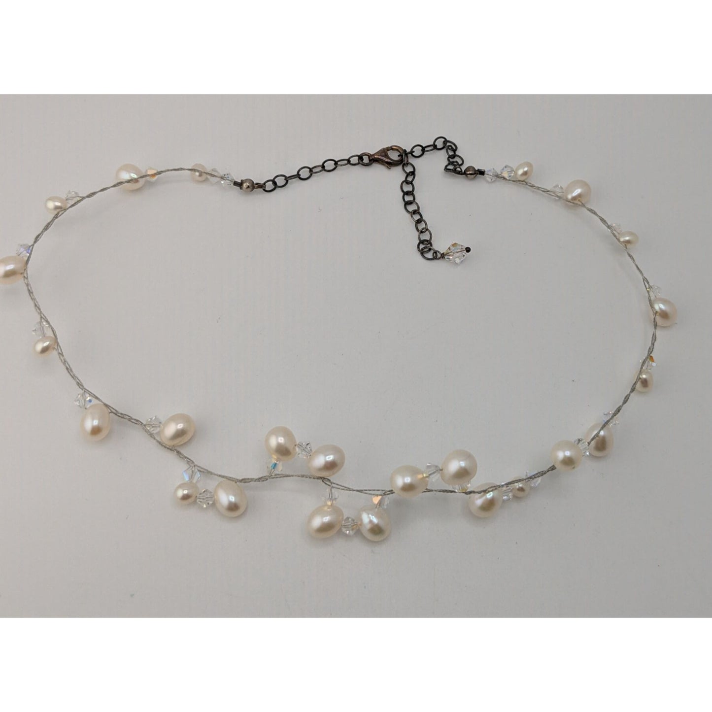 Vintage Handmade Pearl Vine Necklace Glass Wire Wrap Fairy Wedding