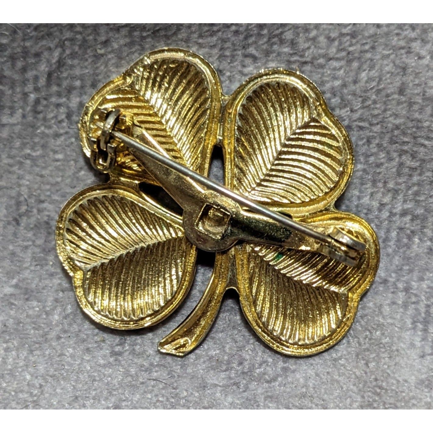 Green Enamel Shamrock Brooch