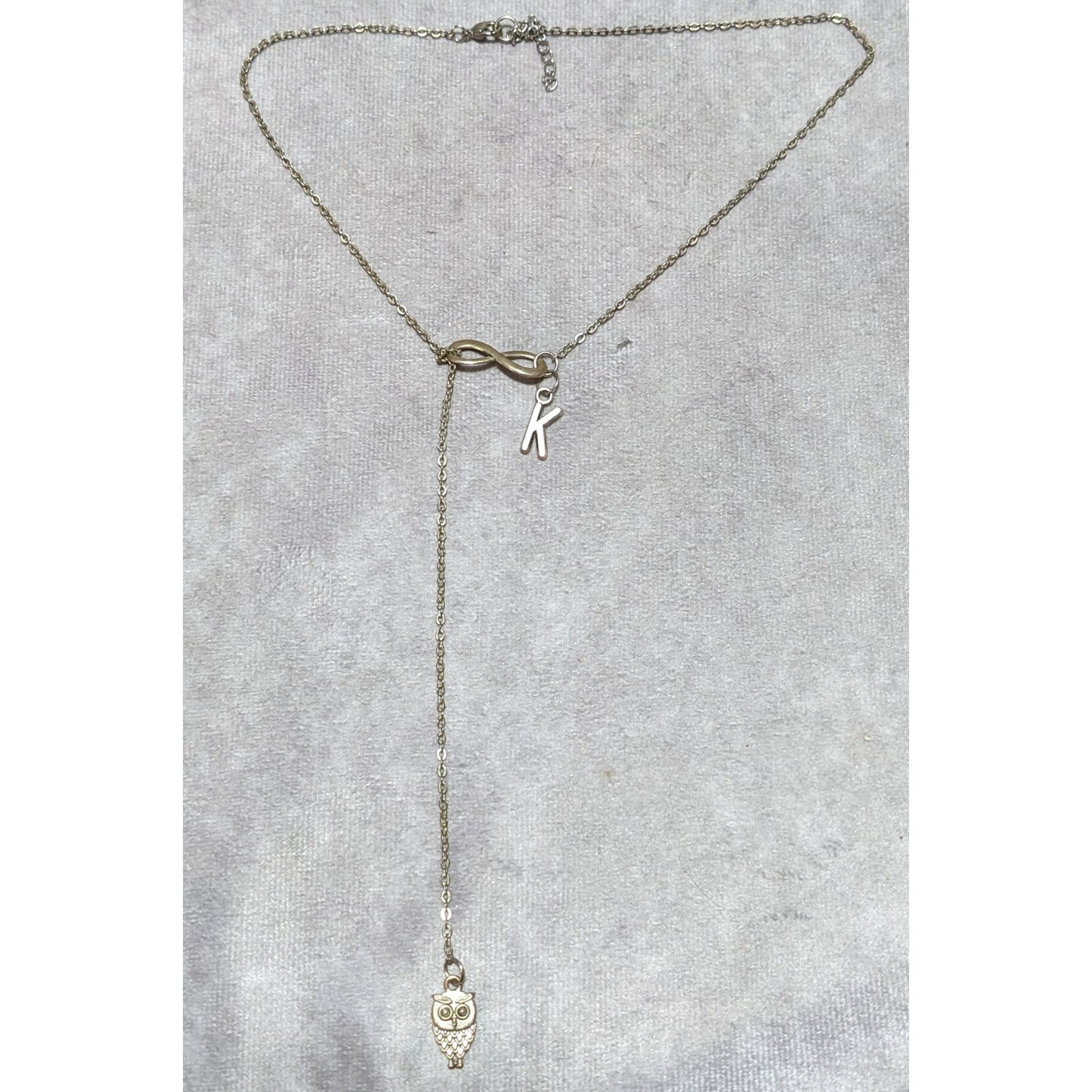 Infinity Owl Initial Drop Necklace