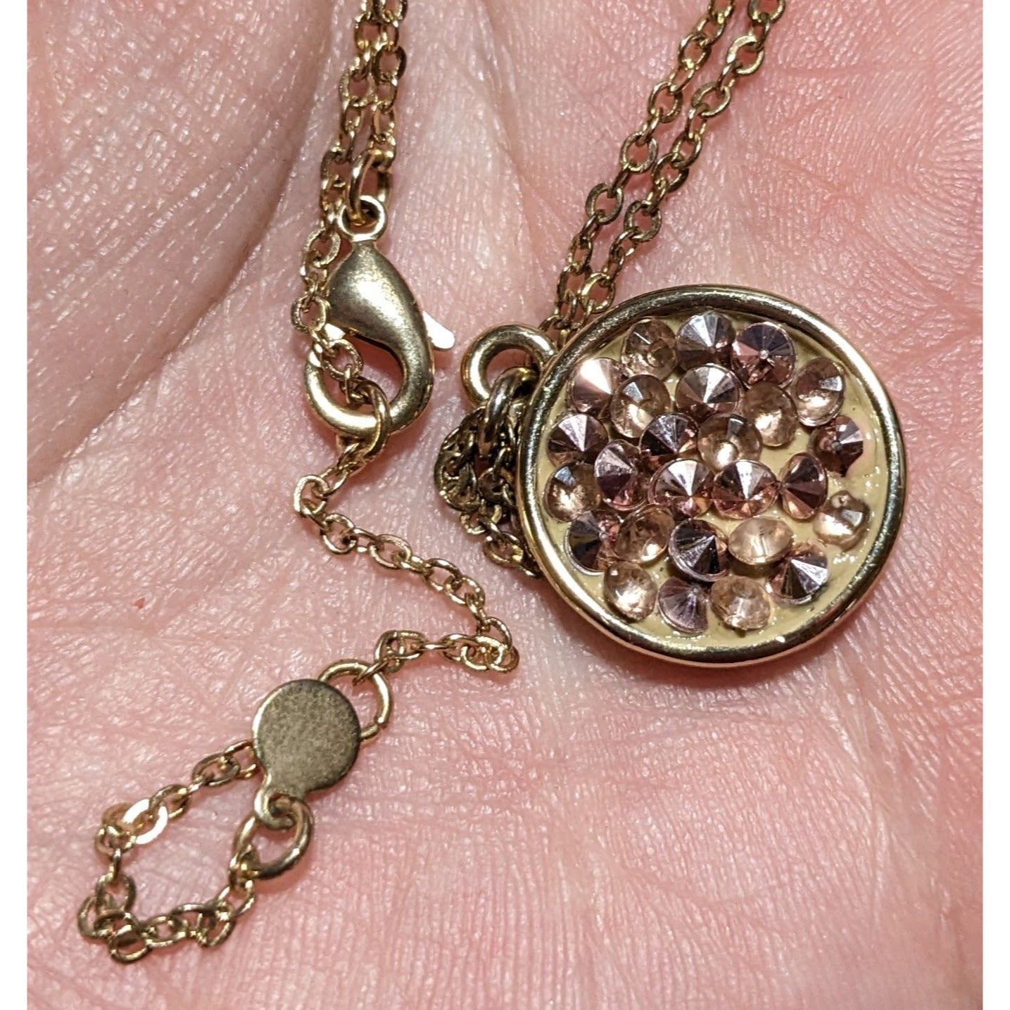Gold And Pink Druzy Pendant Necklace