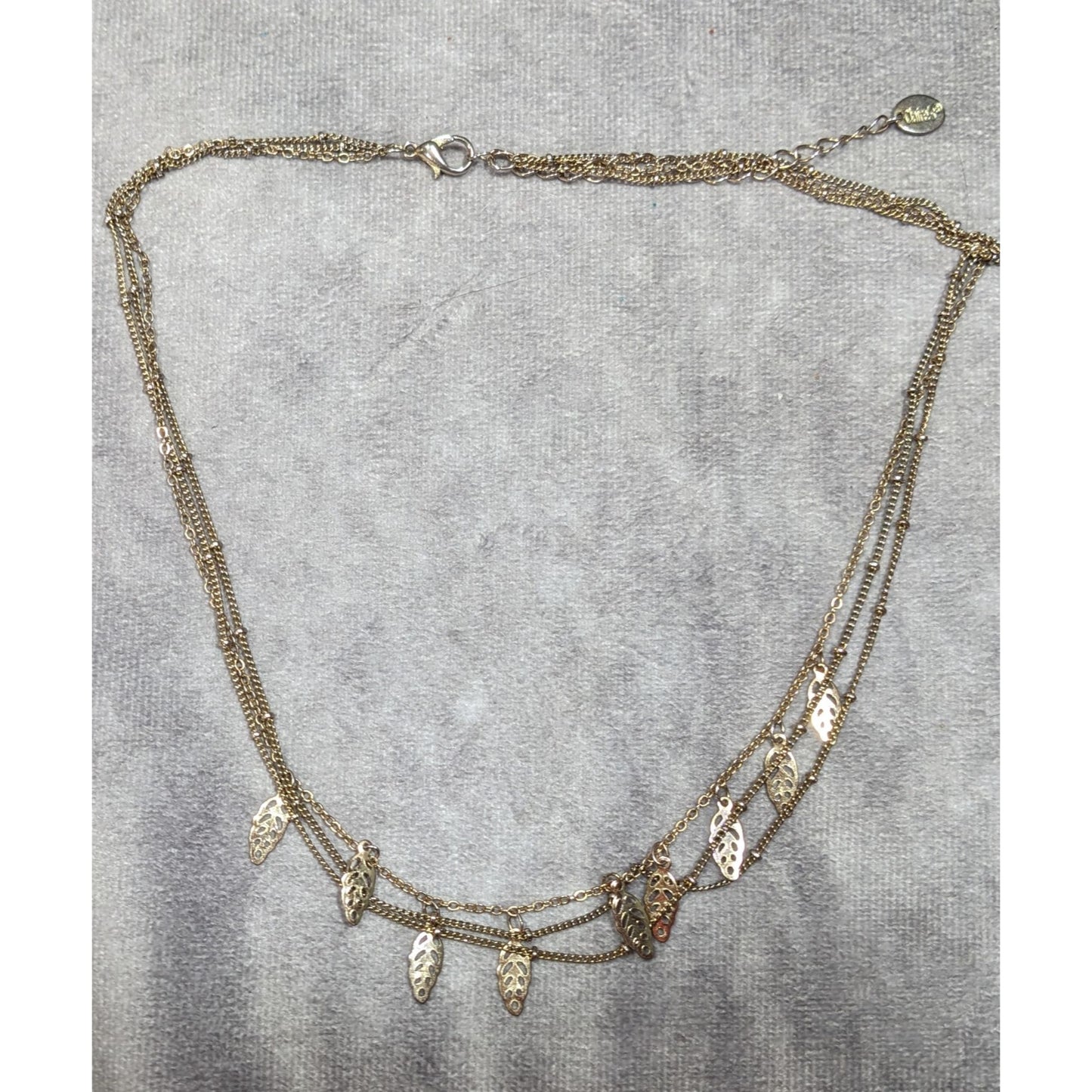 Claires Multilayer Leaf Charm Gold Tone Necklace