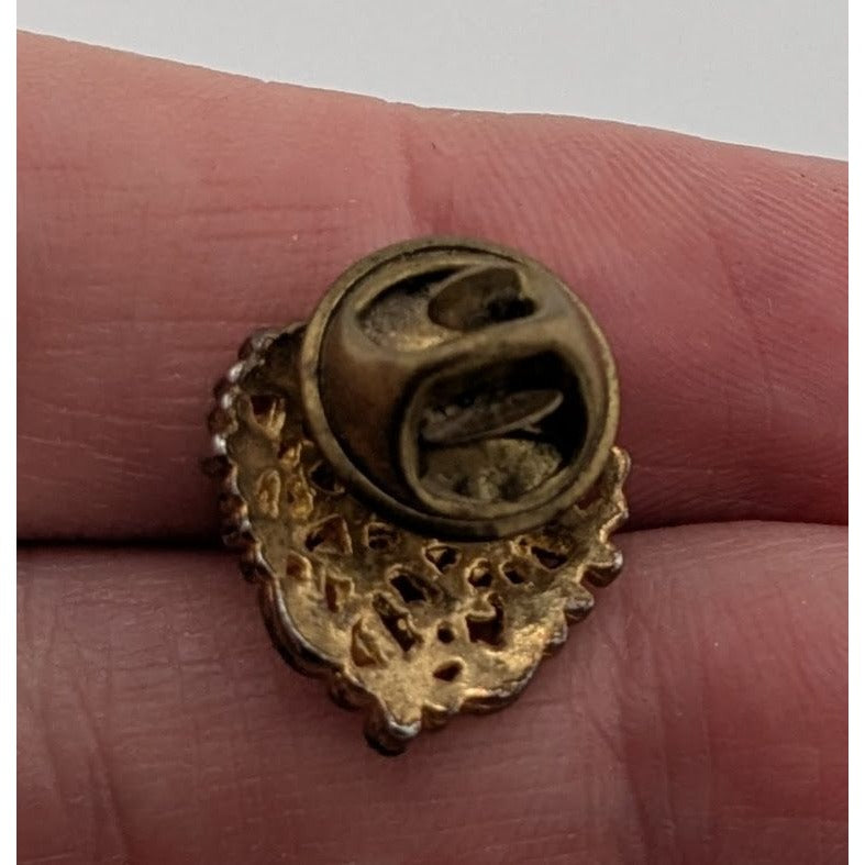 Vintage Floral Heart Victorian Style Textured Lapel Pin