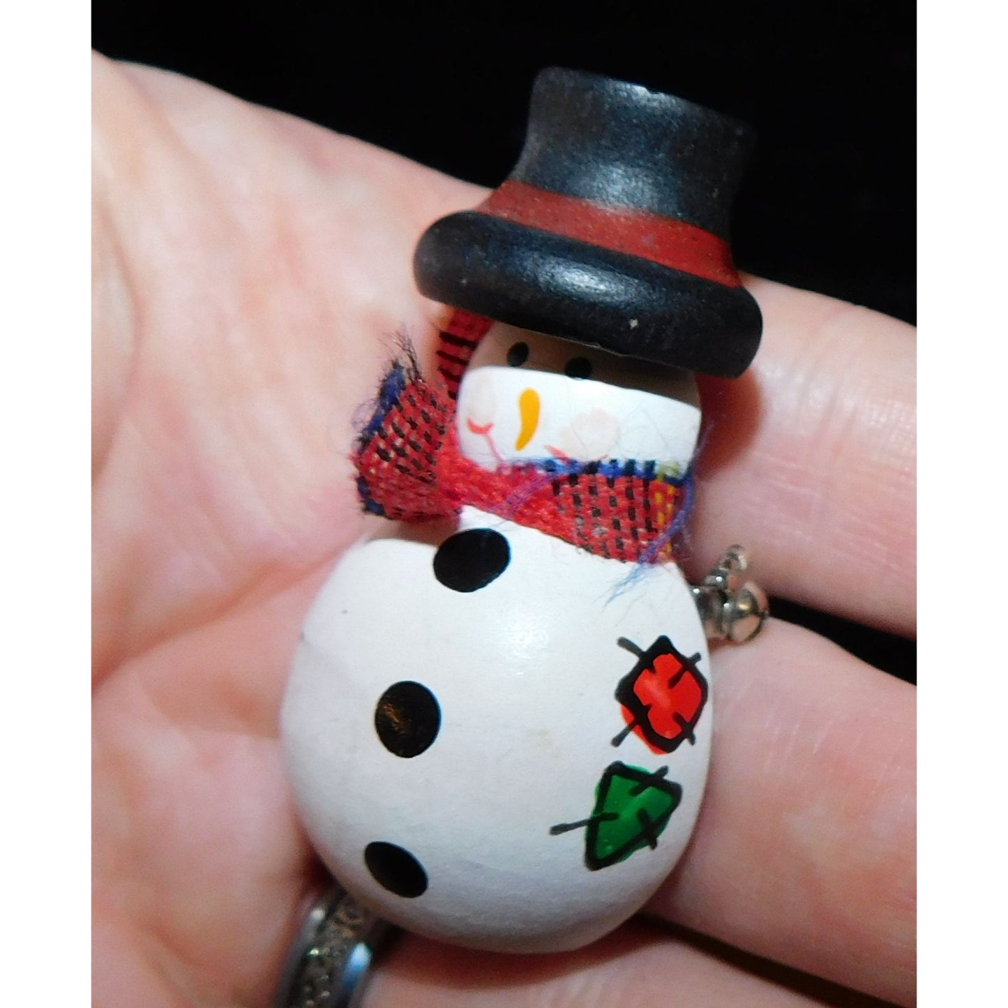 Handmade Painted Wooden Snowman Brooch