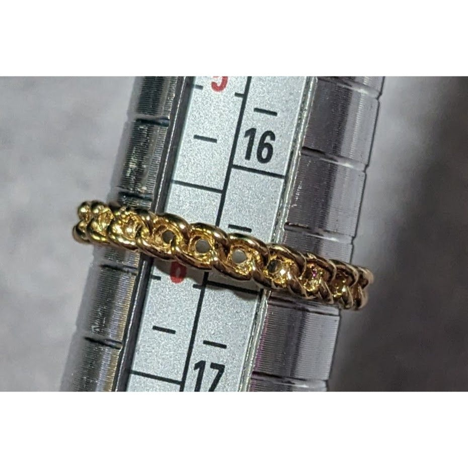 Gold Tone Braided Chain Texture Fashion Ring Size 6