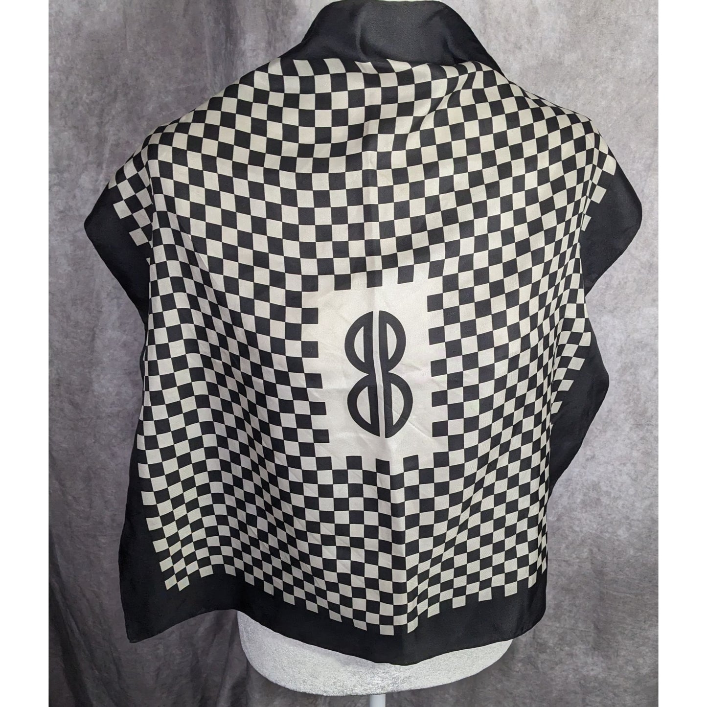 Vintage Bill Blass Silk Checkerboard Scarf Rare
