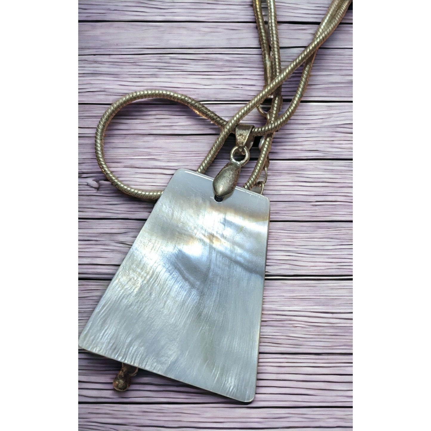 Mother Of Pearl Mosaic Pendant Necklace