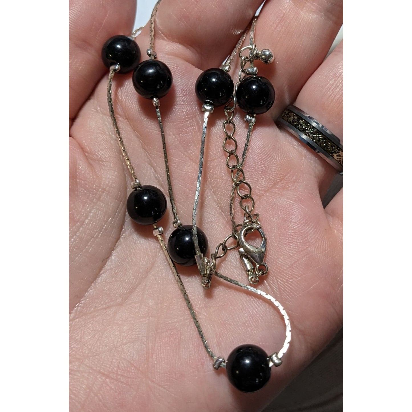 Black And Silver Beaded Necklace
