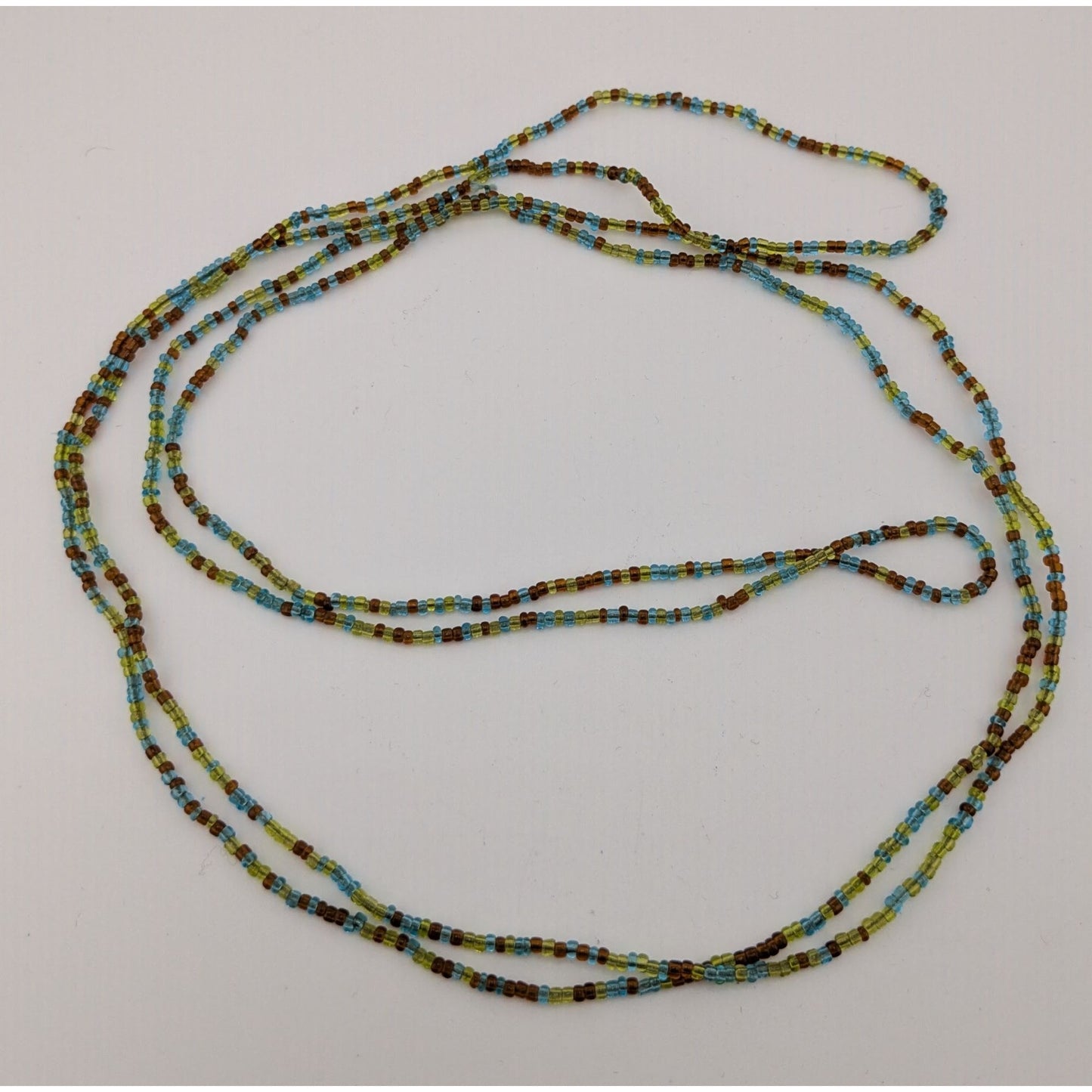Earth Tone Glass Beaded Necklace 59 Inches Long