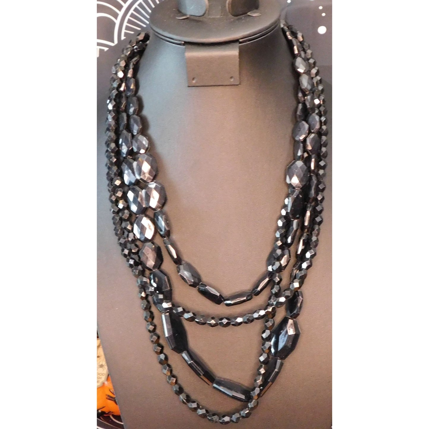 Glam Goth Chunky Beaded Multilayer Necklace