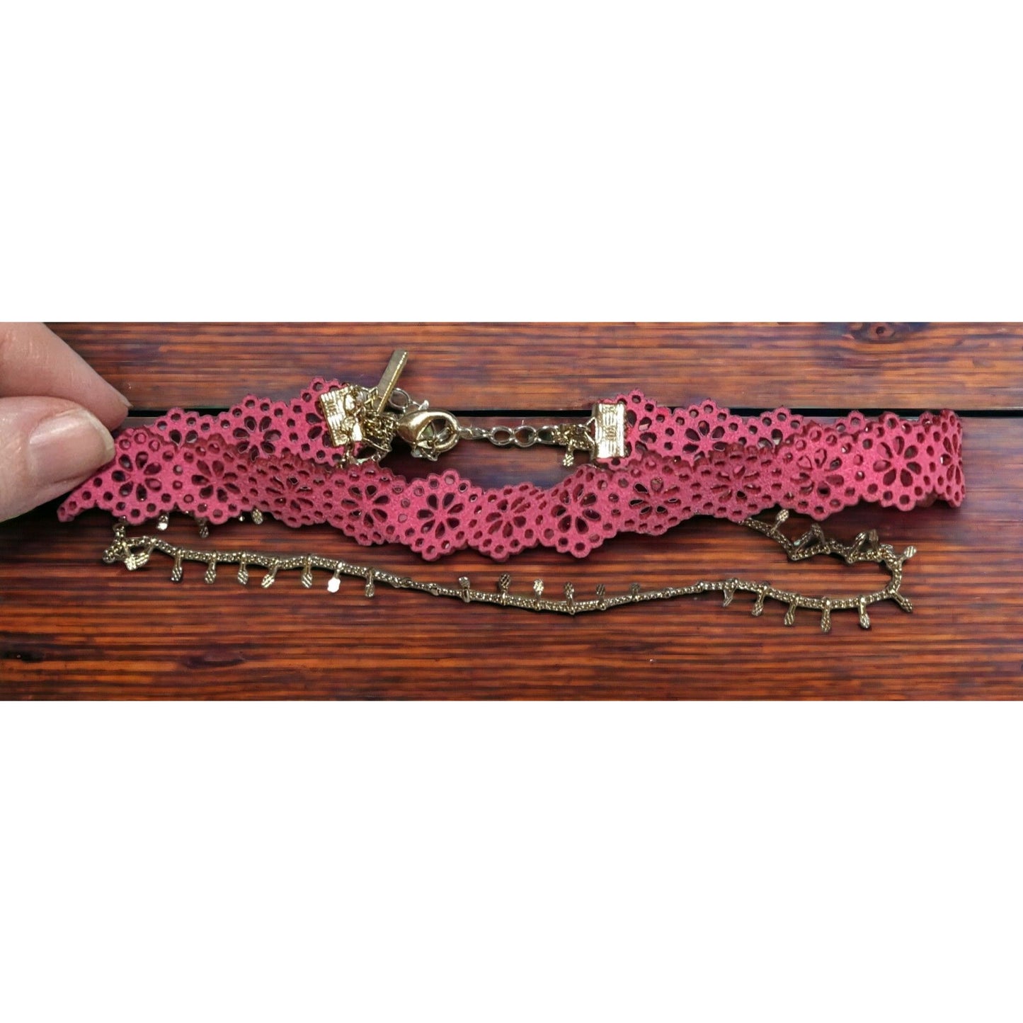 INC Pink And Gold Floral Choker