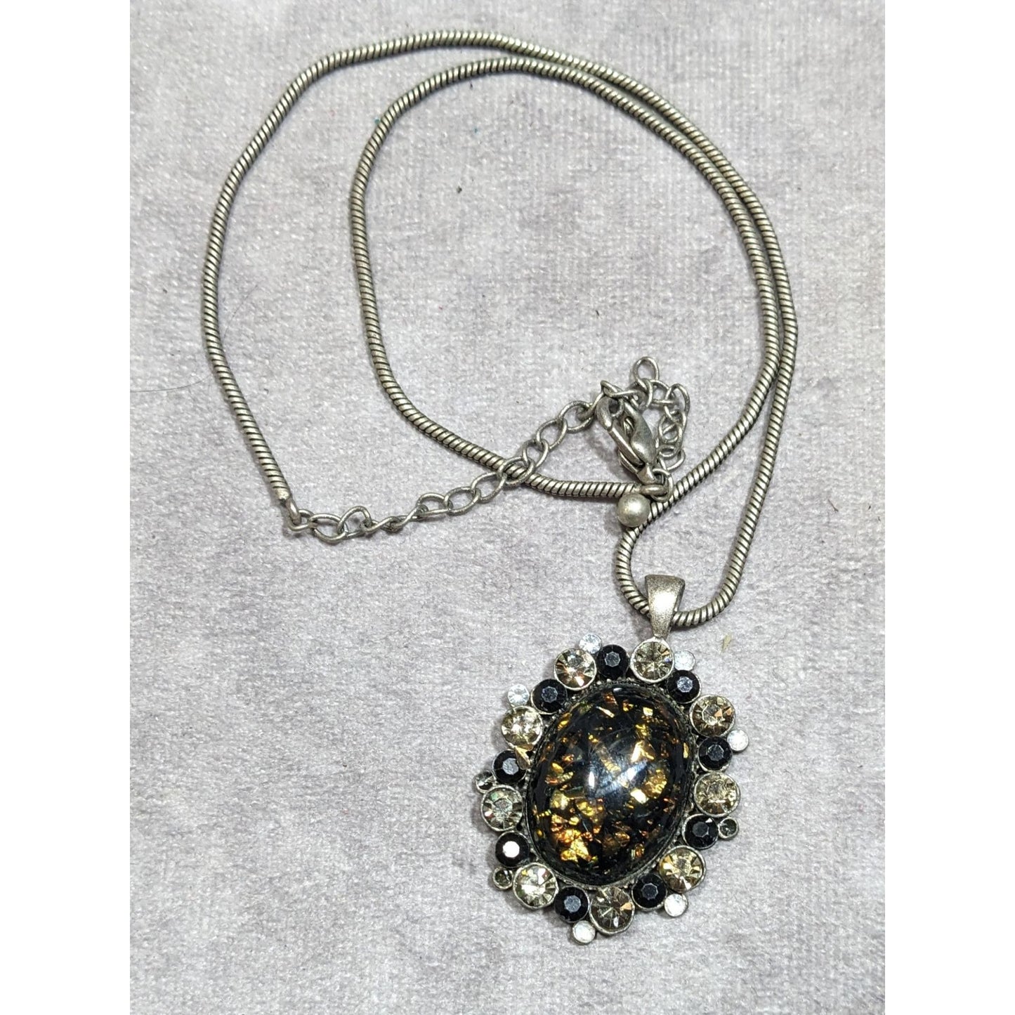 Gothic Victorian Style Faux Opal Pendant Necklace