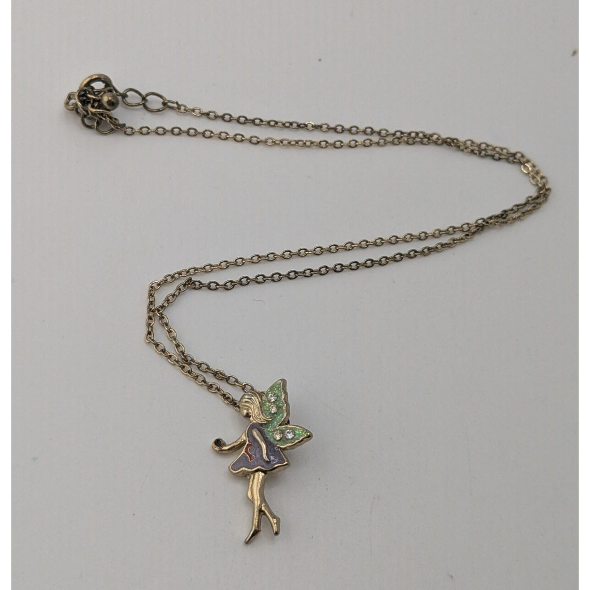 Fairycore Whimsical Enamel Fairy Rhinestone Pendant Necklace