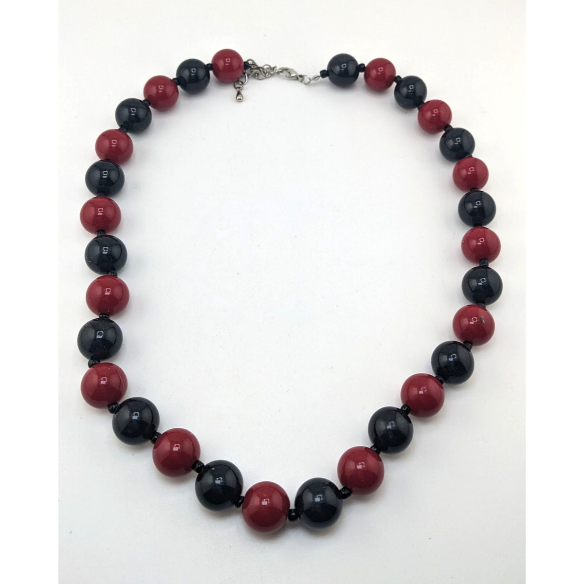 Gothic Oxblood Red Black Chunky Beaded Statement Necklace Vampire Glam